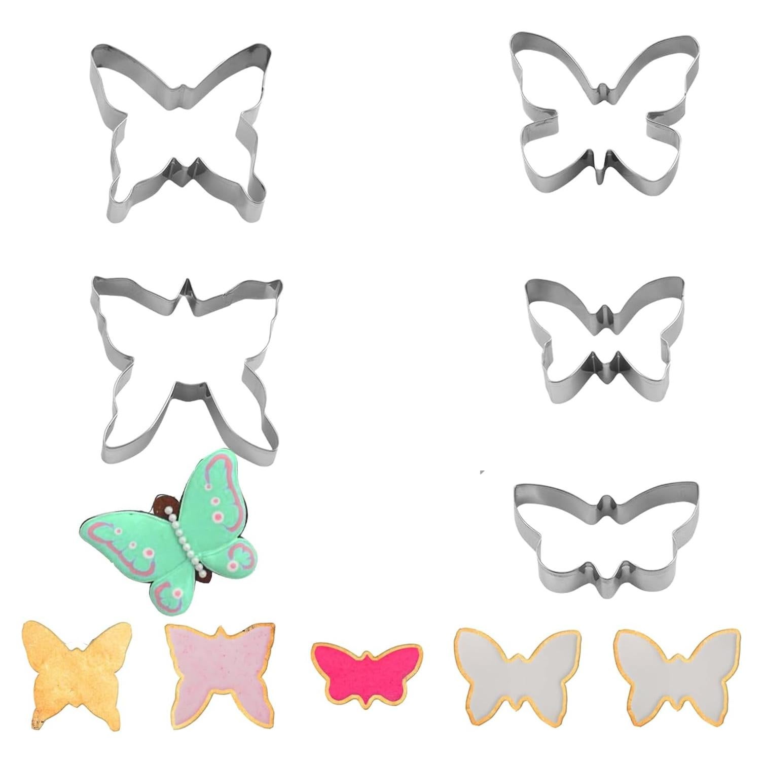 Juego de Cortadores de Galletas Mariposa ENBRWAS 5 Piezas Acero Inoxidable