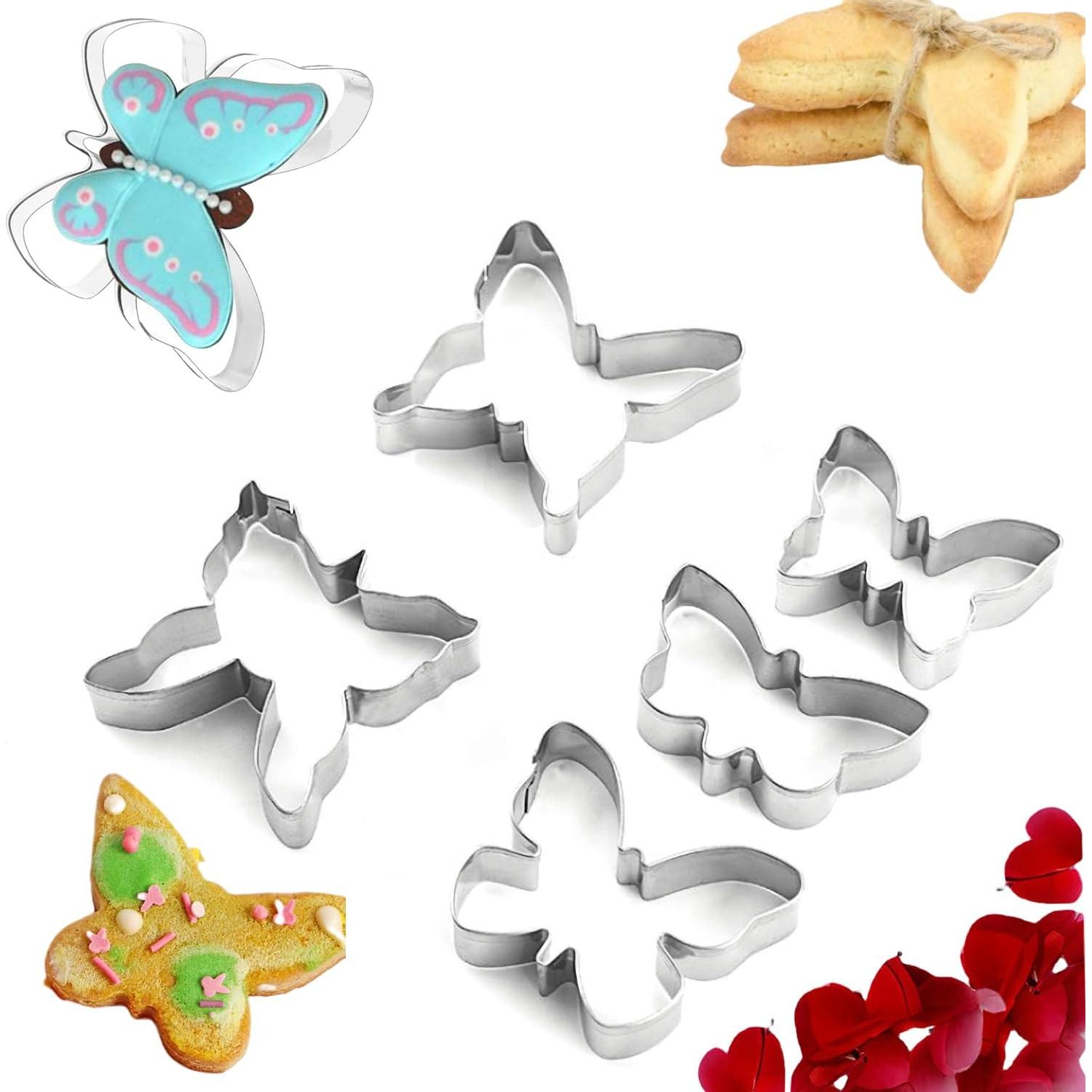 Juego de Cortadores de Galletas Mariposa ENBRWAS 5 Piezas Acero Inoxidable