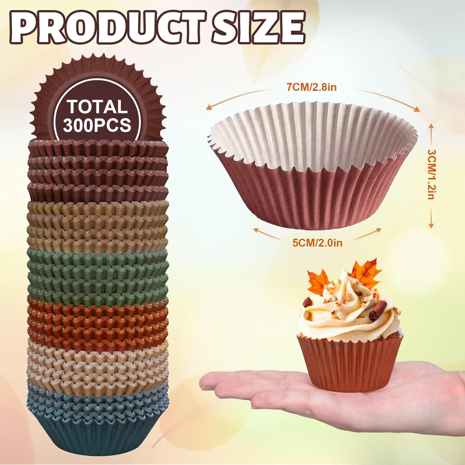 Forros de Cupcake Otoñales Whaline 300 Pcs 5.08 cm