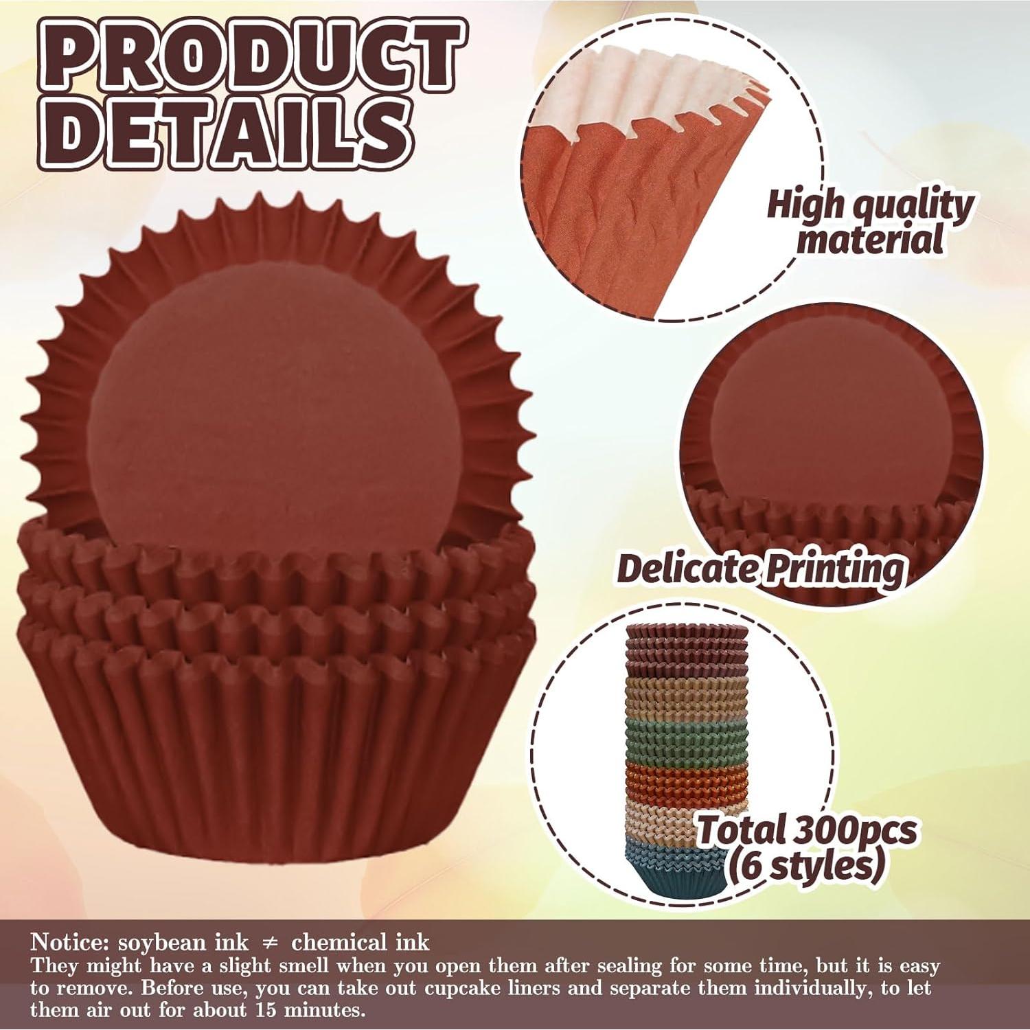 Forros de Cupcake Otoñales Whaline 300 Pcs 5.08 cm