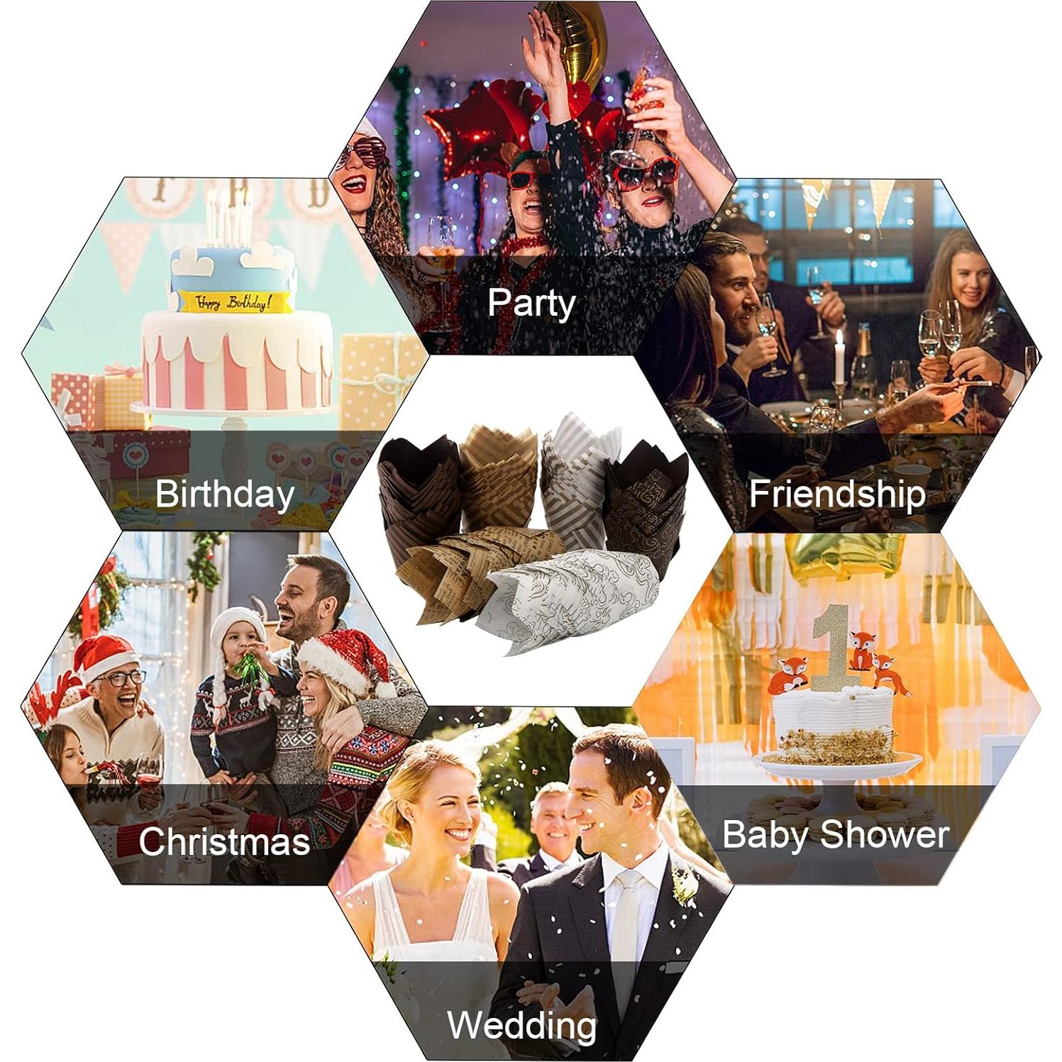 Set de 300 Forros de Cupcake Tulipán Lawei - Papel Resistente