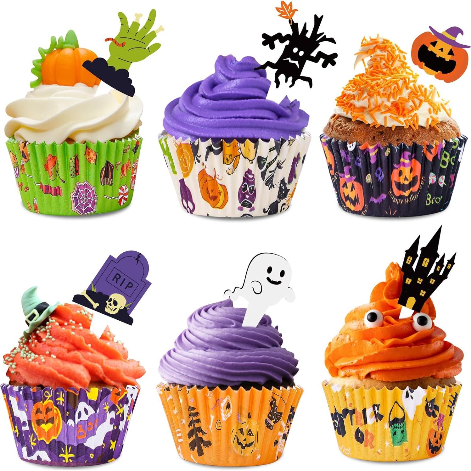Forros de Cupcake Halloween Homyplaza 150 Piezas Decorativos