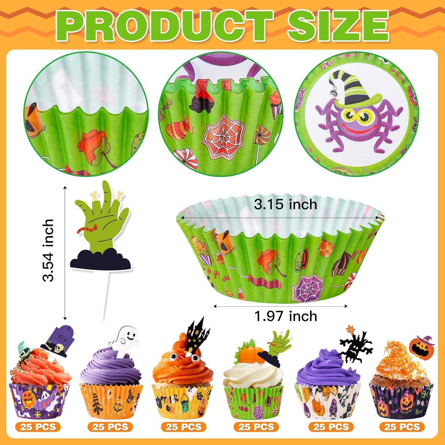 Forros de Cupcake Halloween Homyplaza 150 Piezas Decorativos