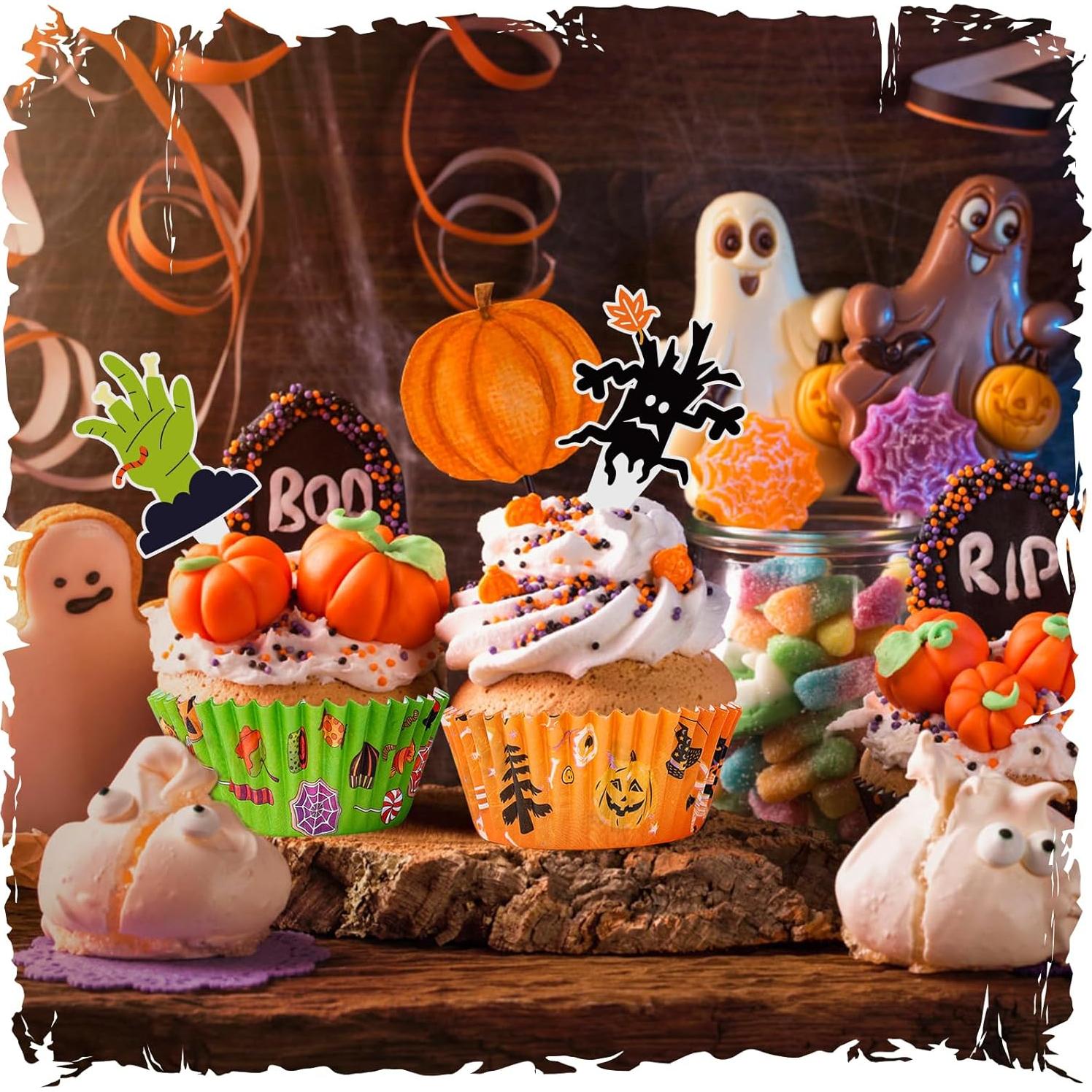 Forros de Cupcake Halloween Homyplaza 150 Piezas Decorativos