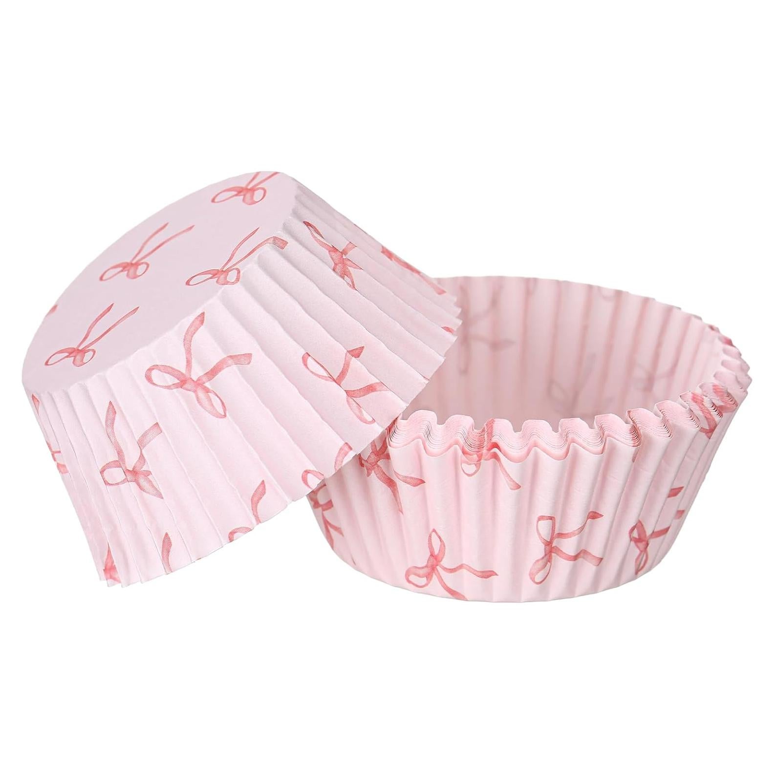 Forros de Cupcake Rosa Tioncy 300 Pcs con Lazo Coquette