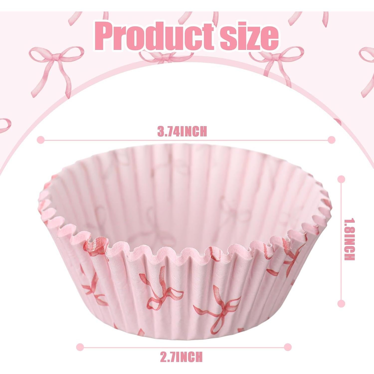 Forros de Cupcake Rosa Tioncy 300 Pcs con Lazo Coquette