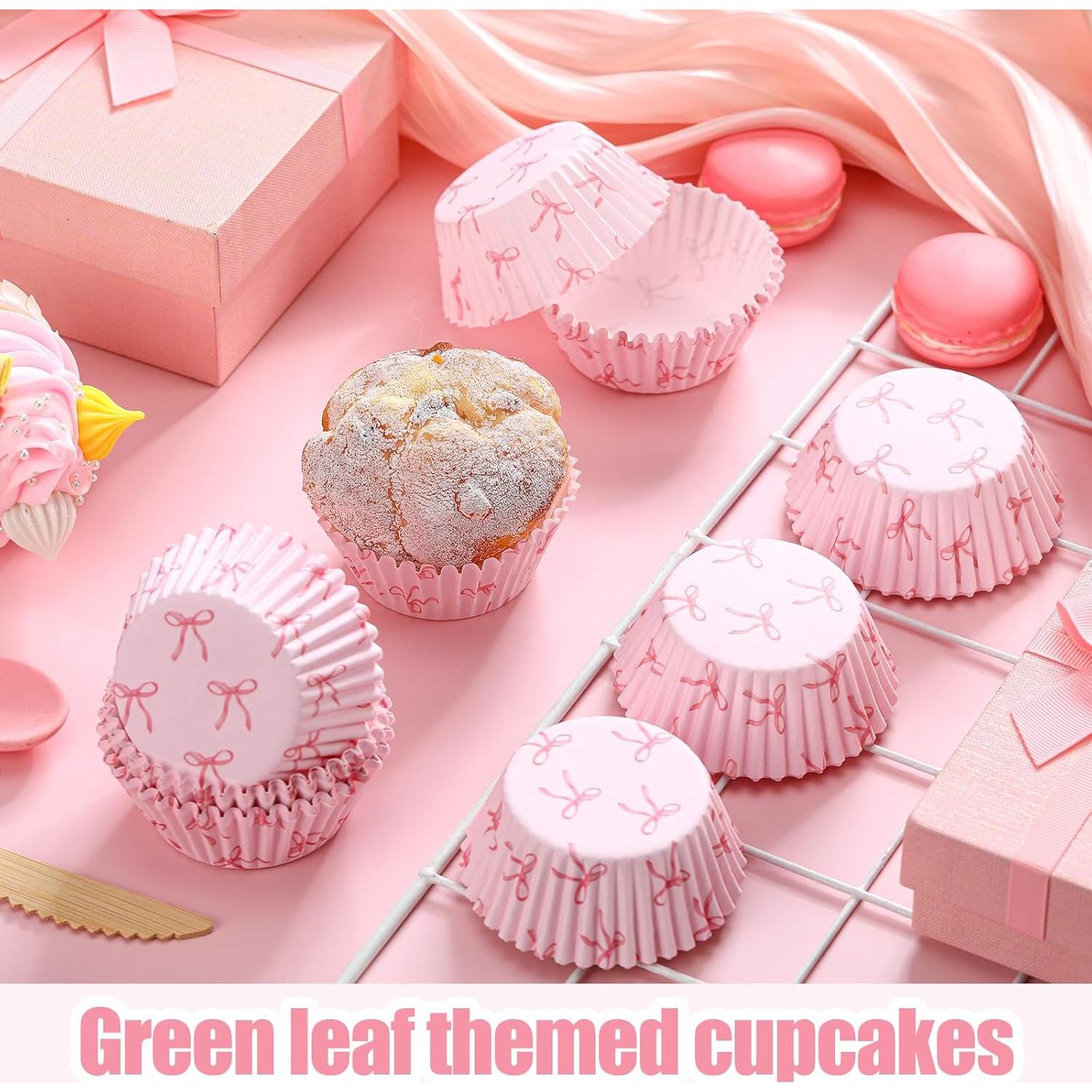 Forros de Cupcake Rosa Tioncy 300 Pcs con Lazo Coquette
