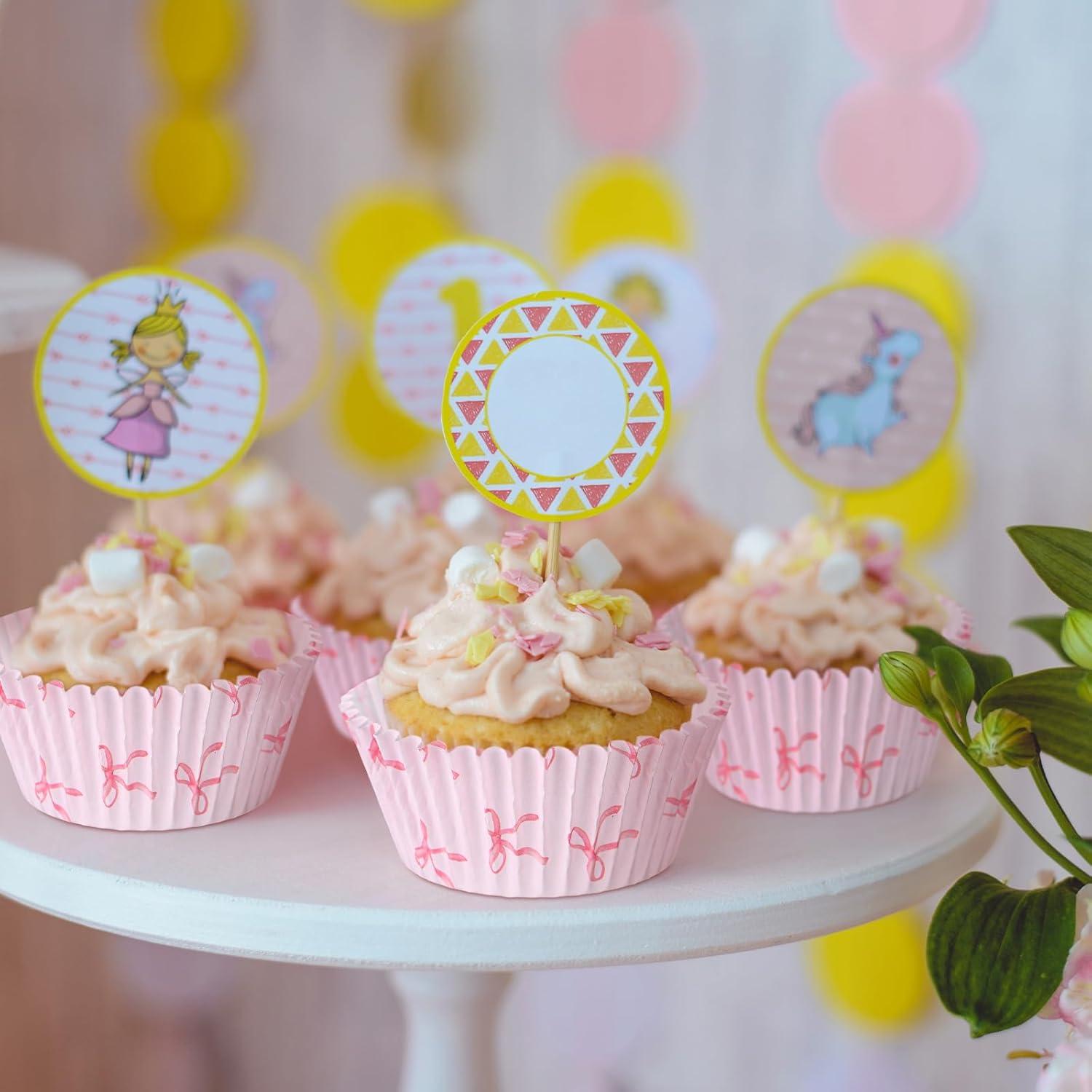 Forros de Cupcake Rosa Tioncy 300 Pcs con Lazo Coquette