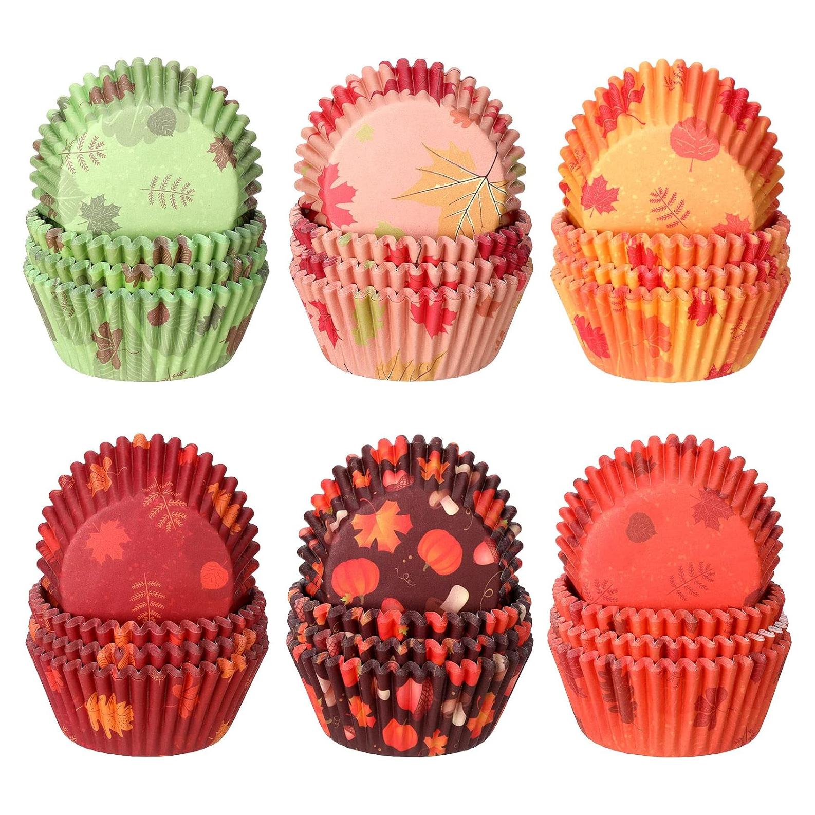 600 Forros de Cupcake Desechables CHENGU Otoño Calabaza