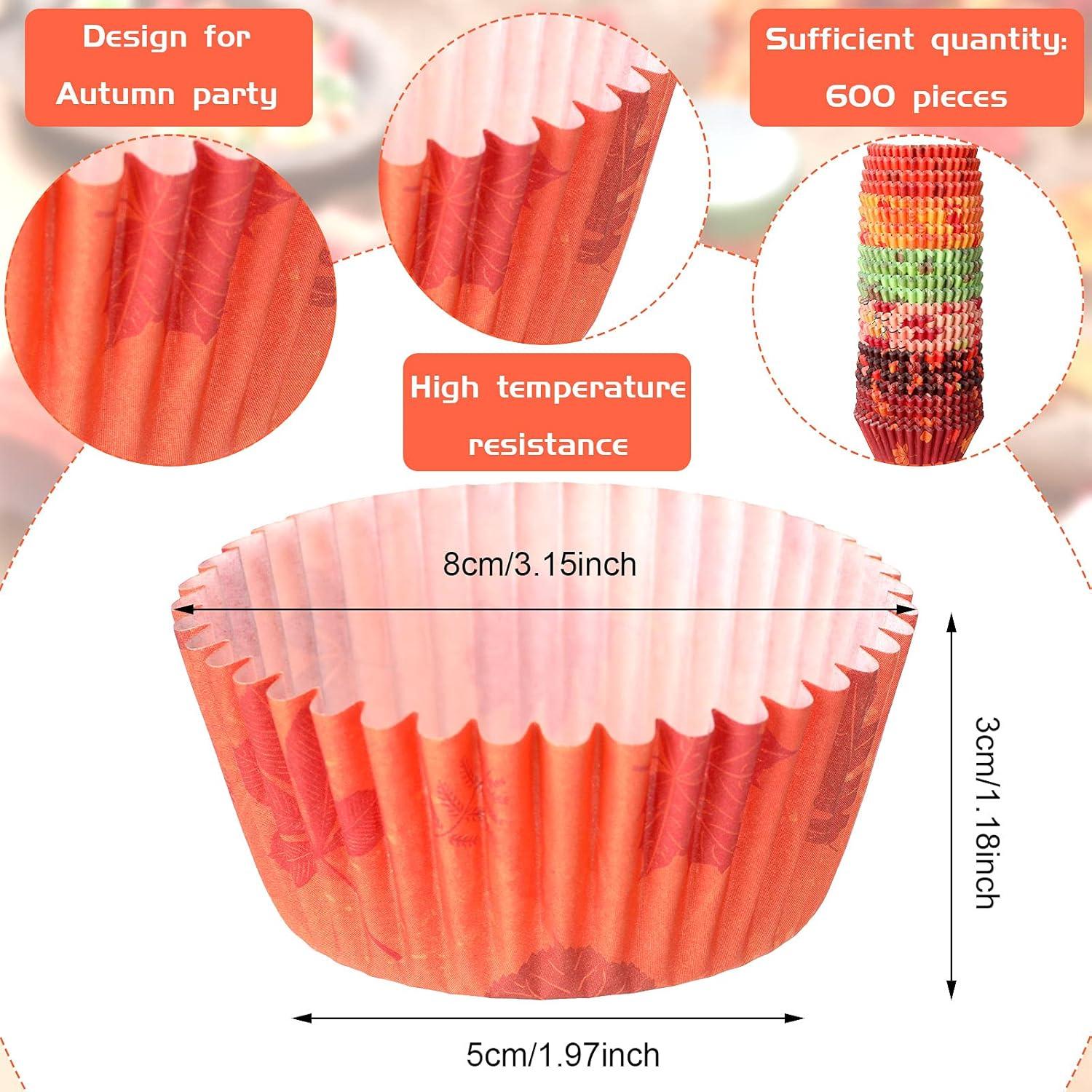 600 Forros de Cupcake Desechables CHENGU Otoño Calabaza