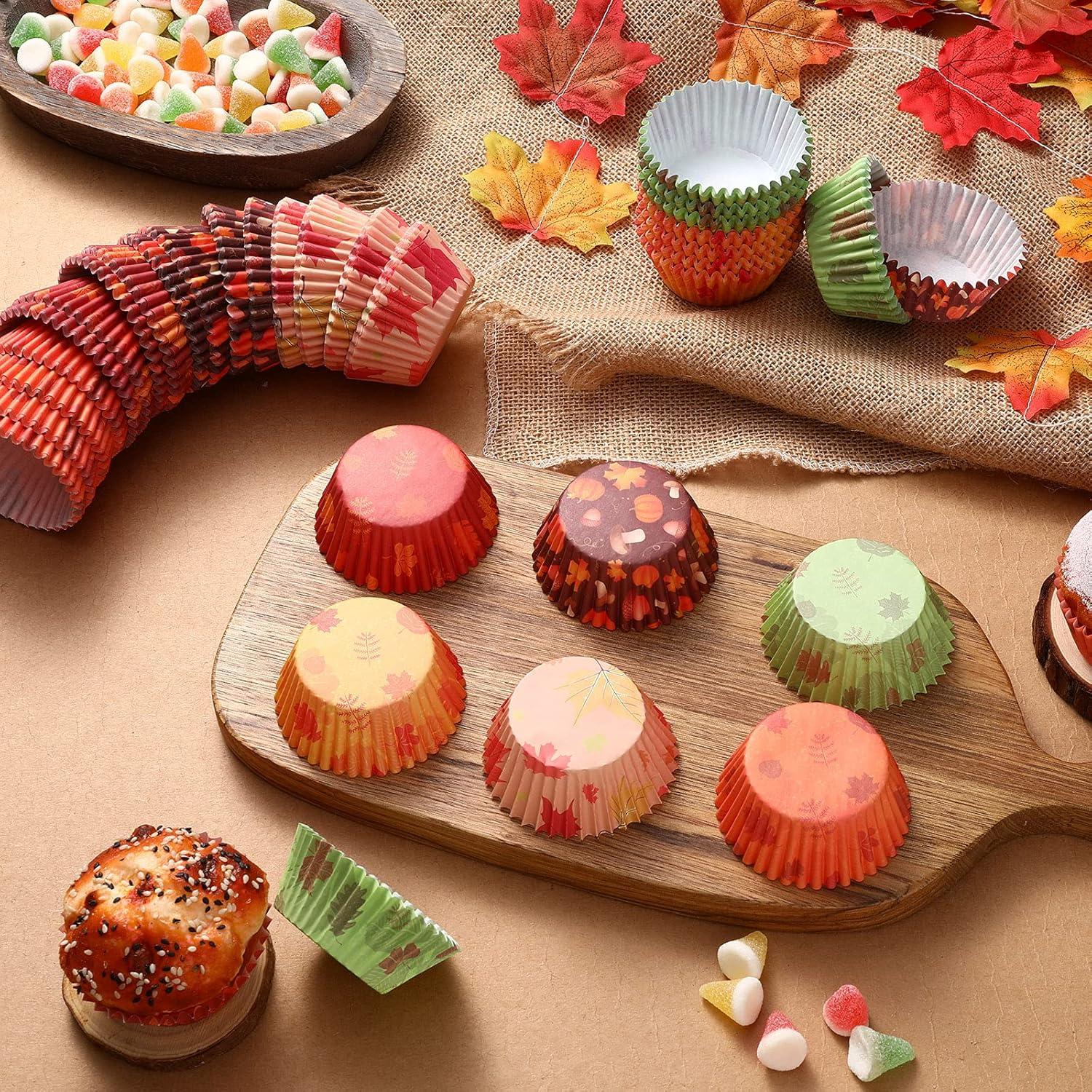 600 Forros de Cupcake Desechables CHENGU Otoño Calabaza