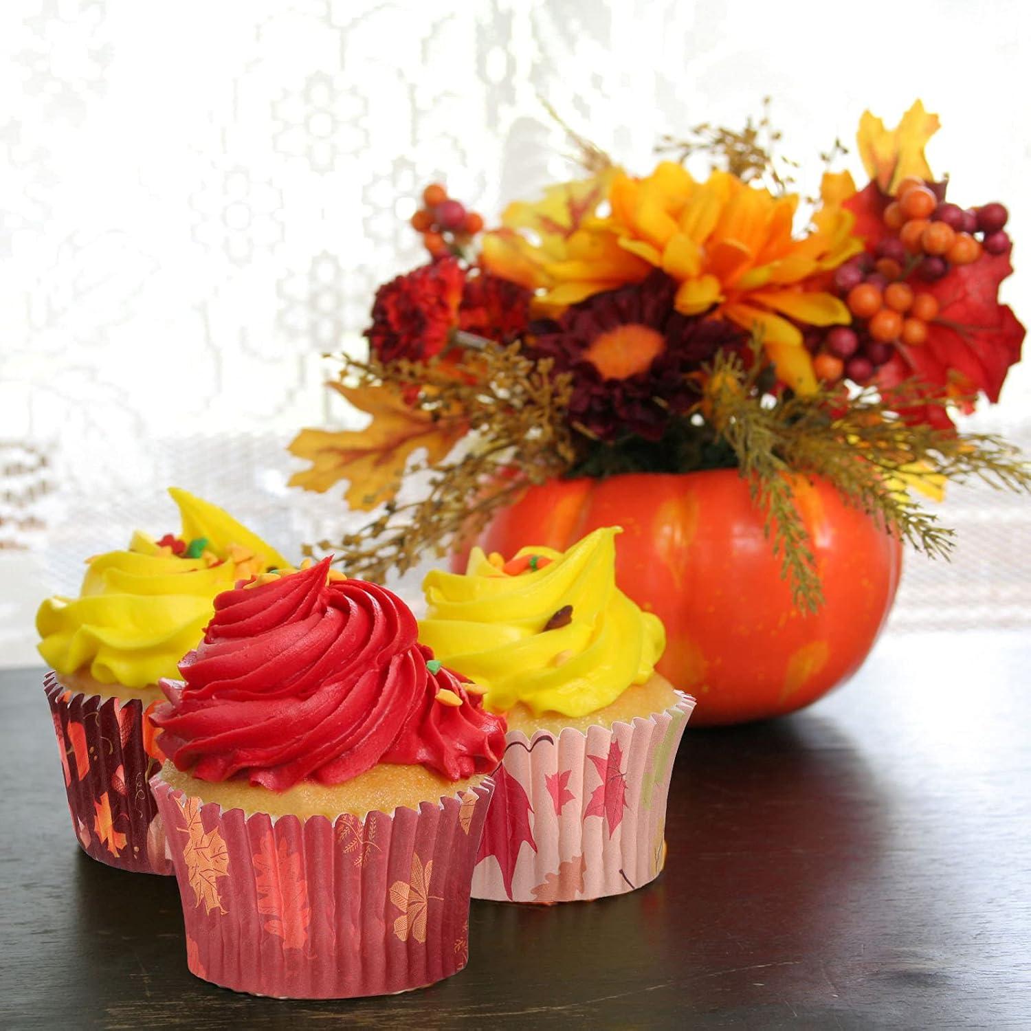 600 Forros de Cupcake Desechables CHENGU Otoño Calabaza