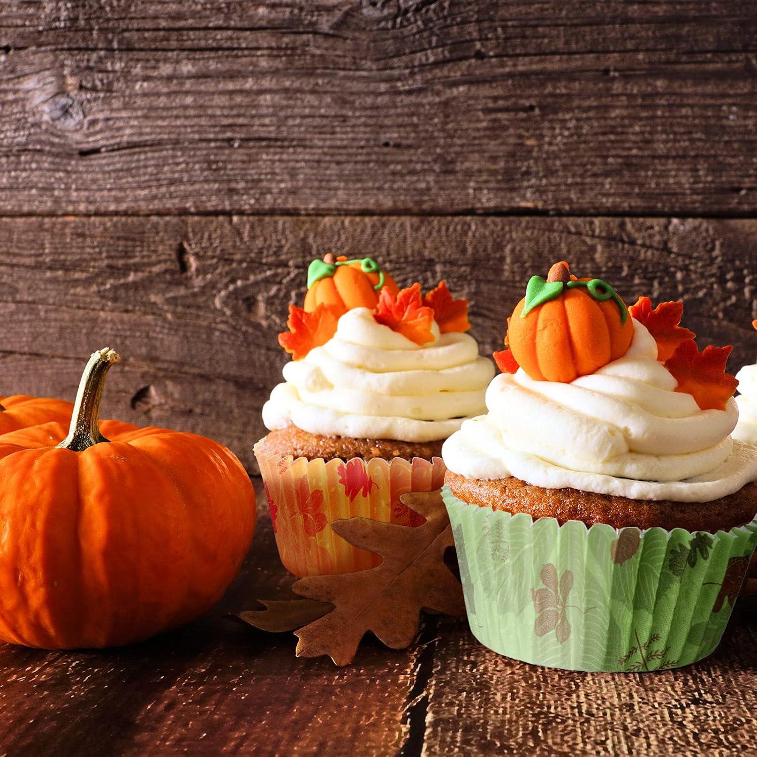 600 Forros de Cupcake Desechables CHENGU Otoño Calabaza