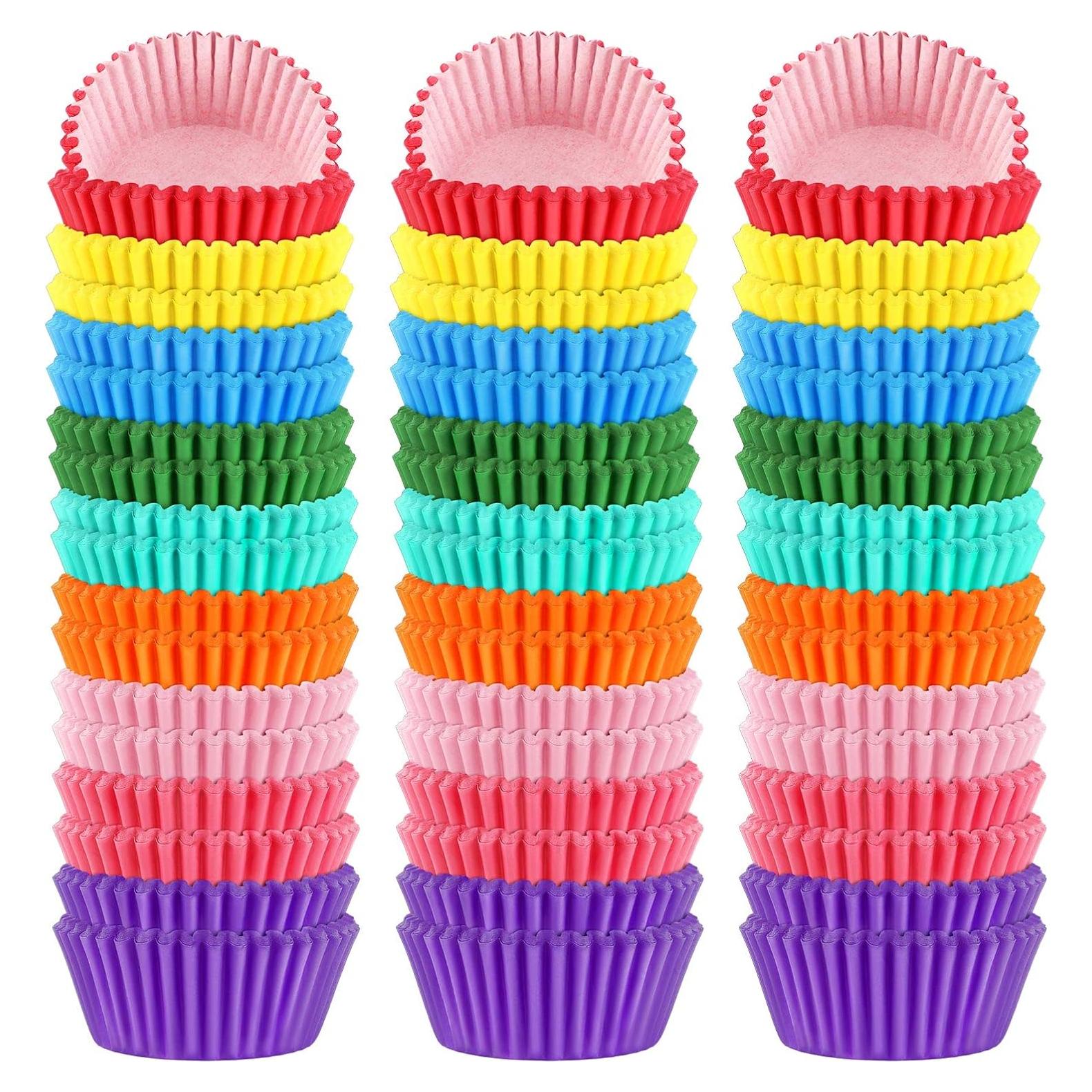 Forros de Cupcake SANNIX 450pcs Coloridos 5cm Arcoíris