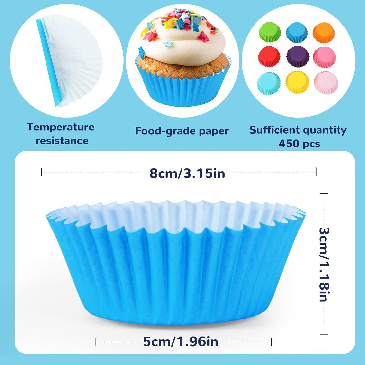 Forros de Cupcake SANNIX 450pcs Coloridos 5cm Arcoíris