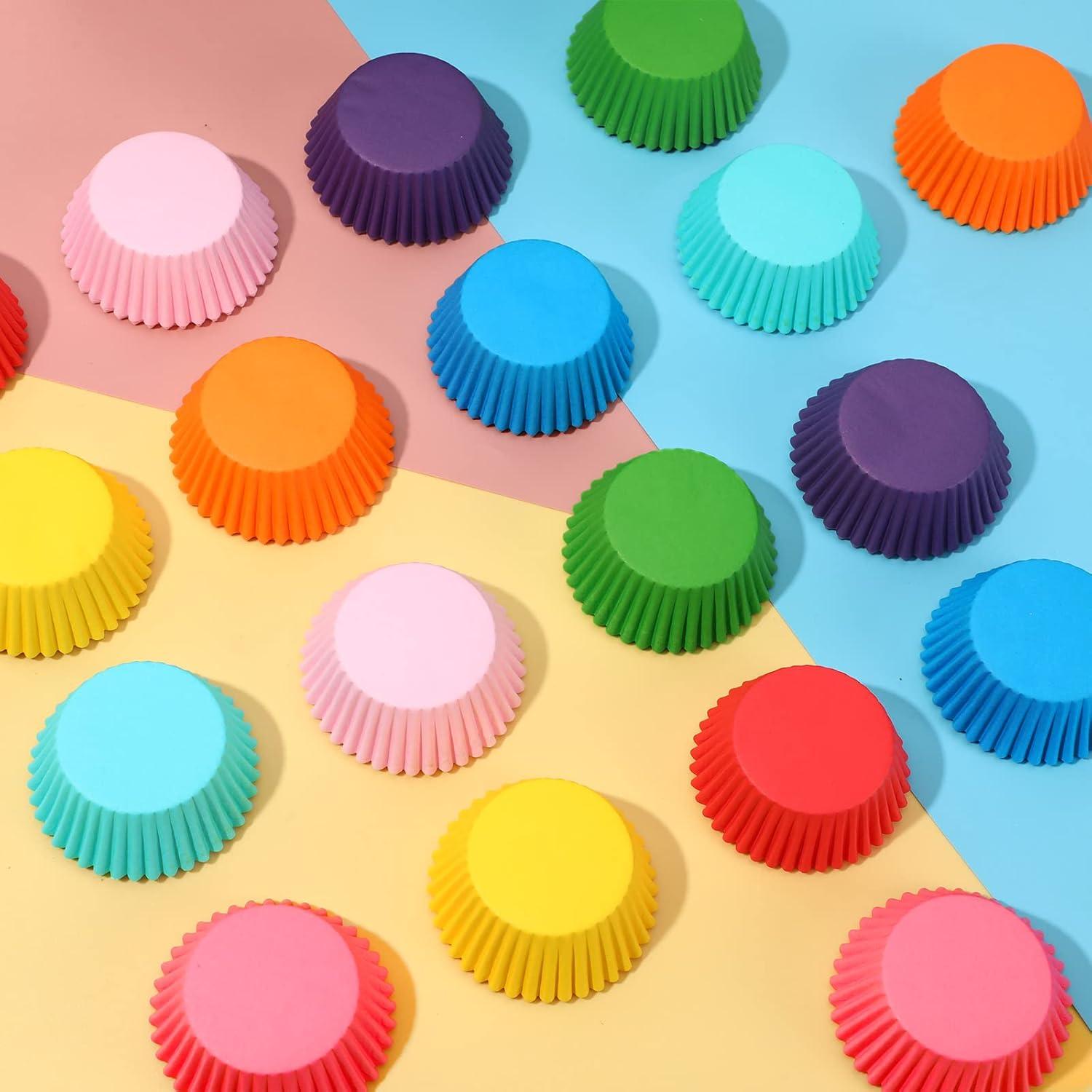 Forros de Cupcake SANNIX 450pcs Coloridos 5cm Arcoíris