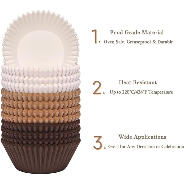 Forros de Cupcake Estándar SKIDEC 300 Piezas Papel Desechable