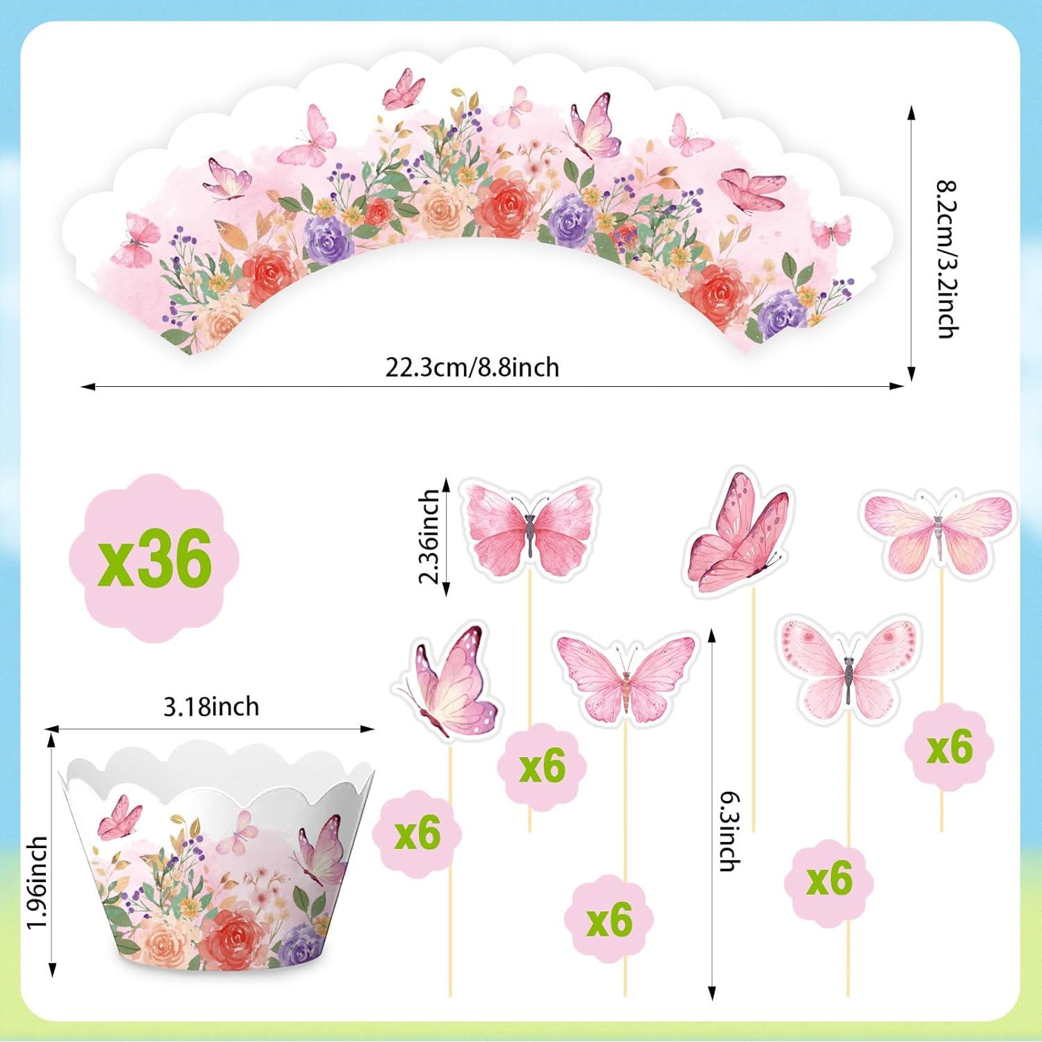 Conjunto de 72PC Forros y Adornos de Cupcake Mariposa Fouliki