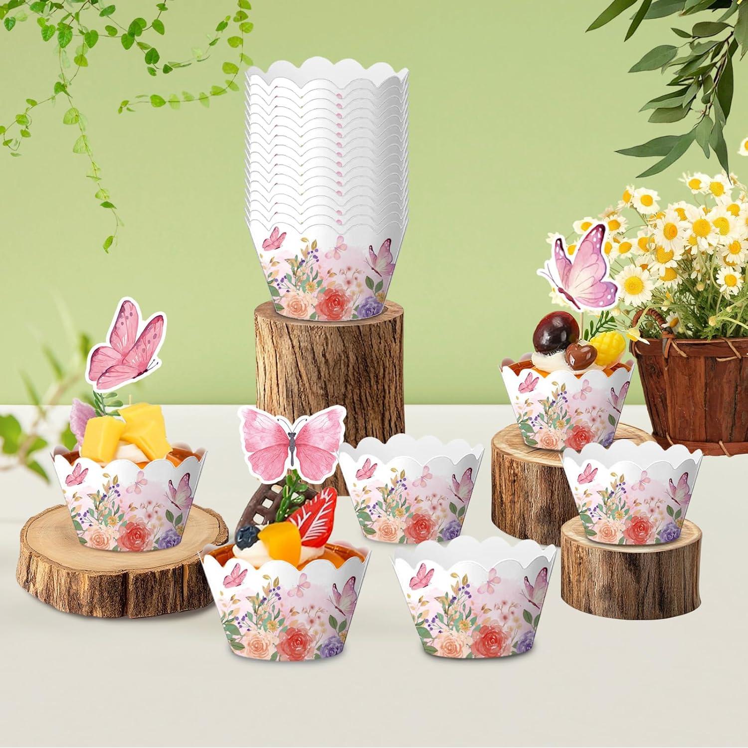 Conjunto de 72PC Forros y Adornos de Cupcake Mariposa Fouliki