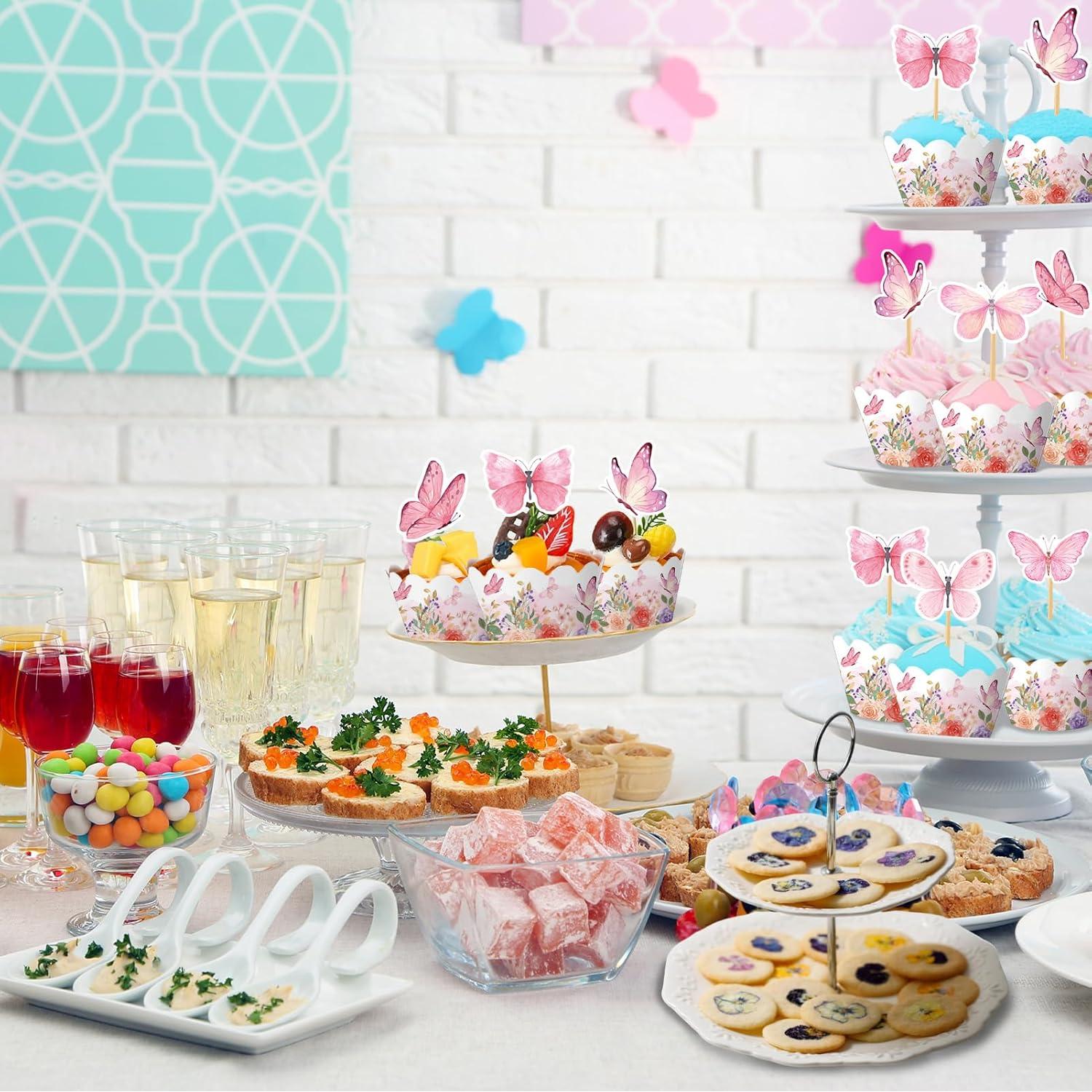 Conjunto de 72PC Forros y Adornos de Cupcake Mariposa Fouliki
