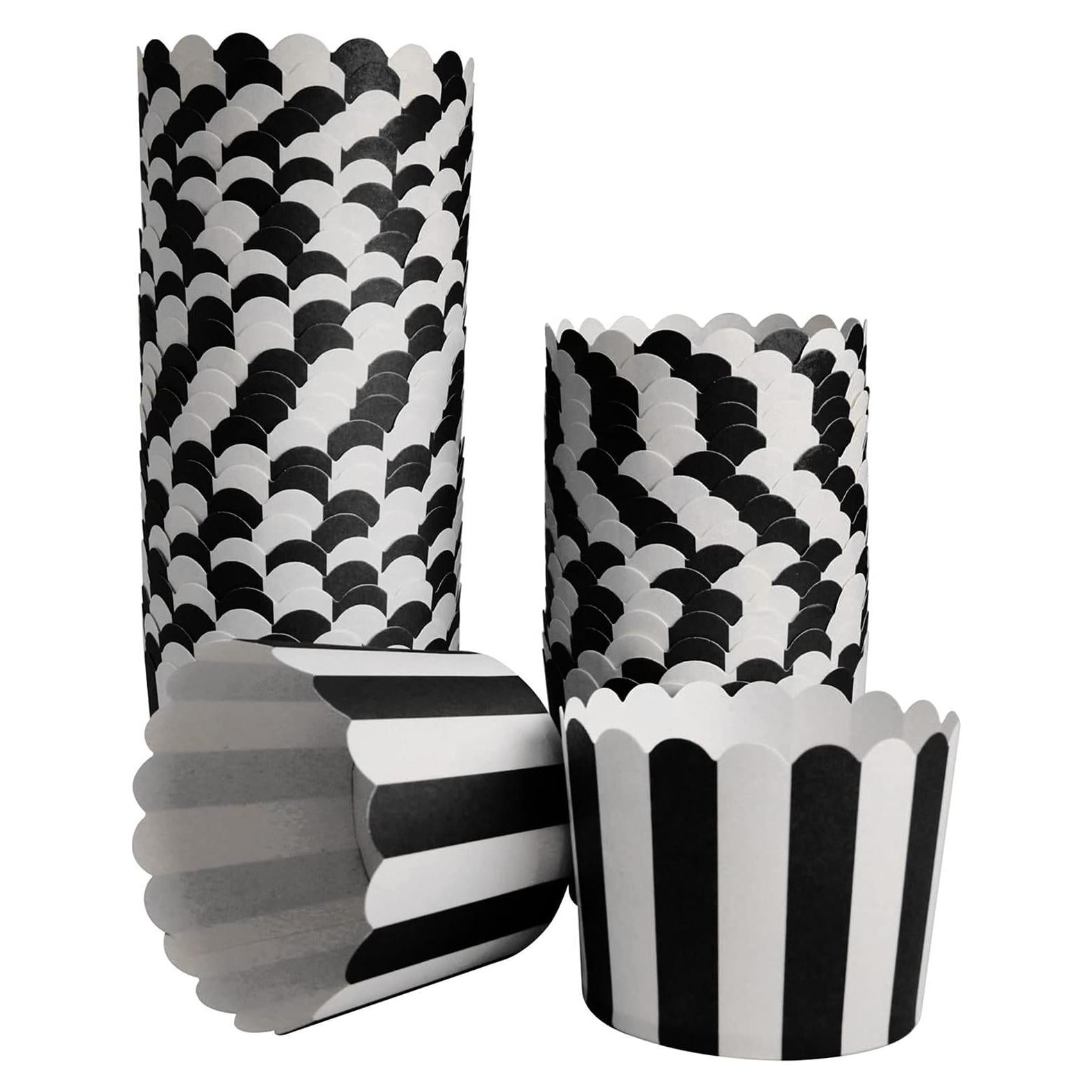 Forros para Muffins Staruby 50 Pcs Rayas Negros y Blancos