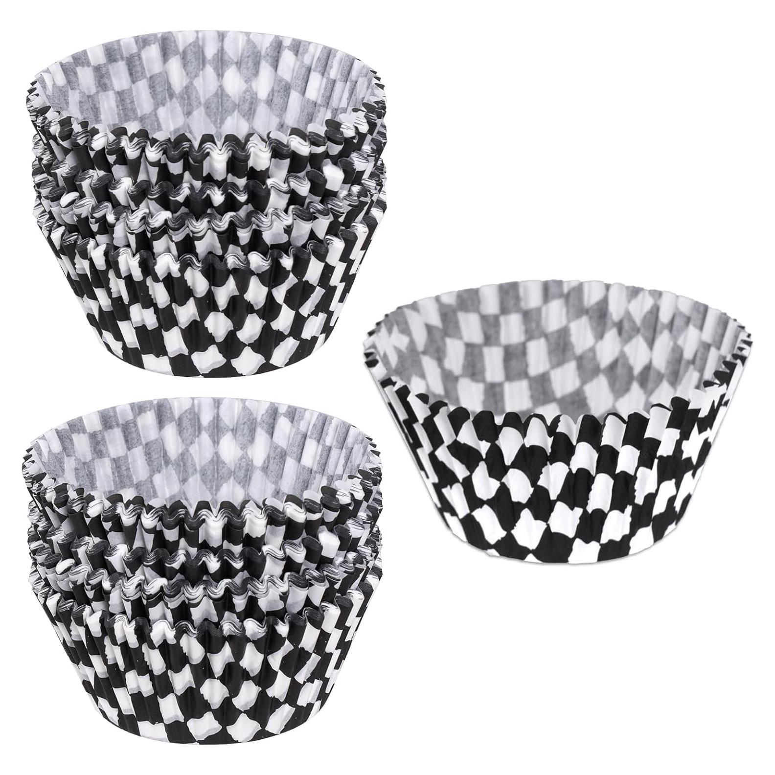 200 Forros de Cupcake Hmxpls Rayas Blancas y Negras 17.5cm