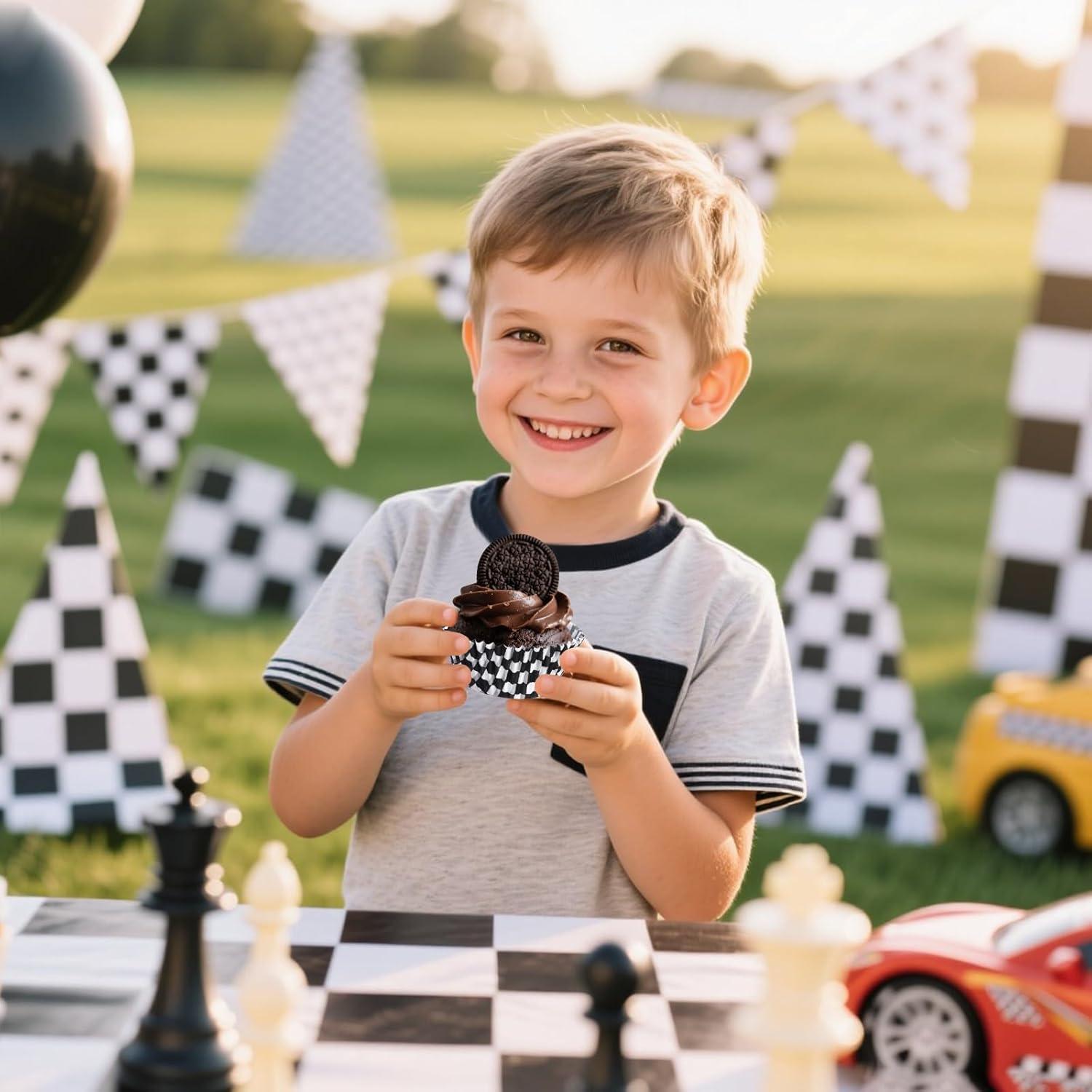 200 Forros de Cupcake Hmxpls Rayas Blancas y Negras 17.5cm