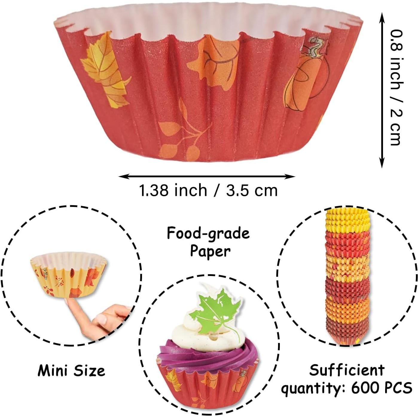 Forros de Cupcake Mini ZCCLINN - 600 Piezas Otoño