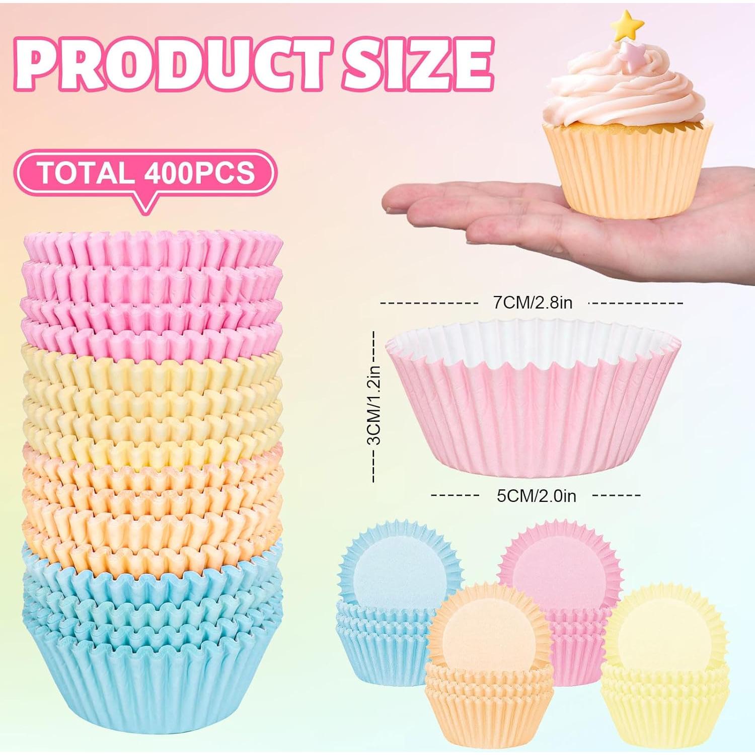 400 Forros de Cupcake Coloridos FYSUIMU 5.08 cm Desechables