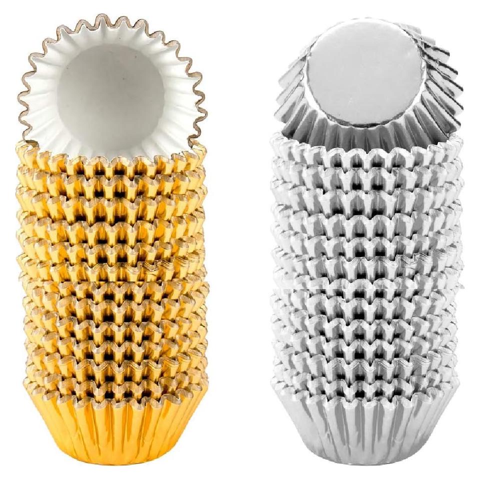 1000 Mini Copas para Cupcake Homtable Oro y Plata 3.18 cm