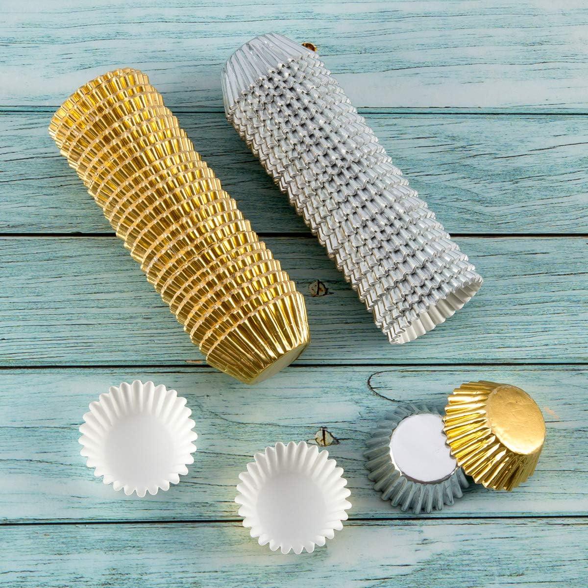 1000 Mini Copas para Cupcake Homtable Oro y Plata 3.18 cm