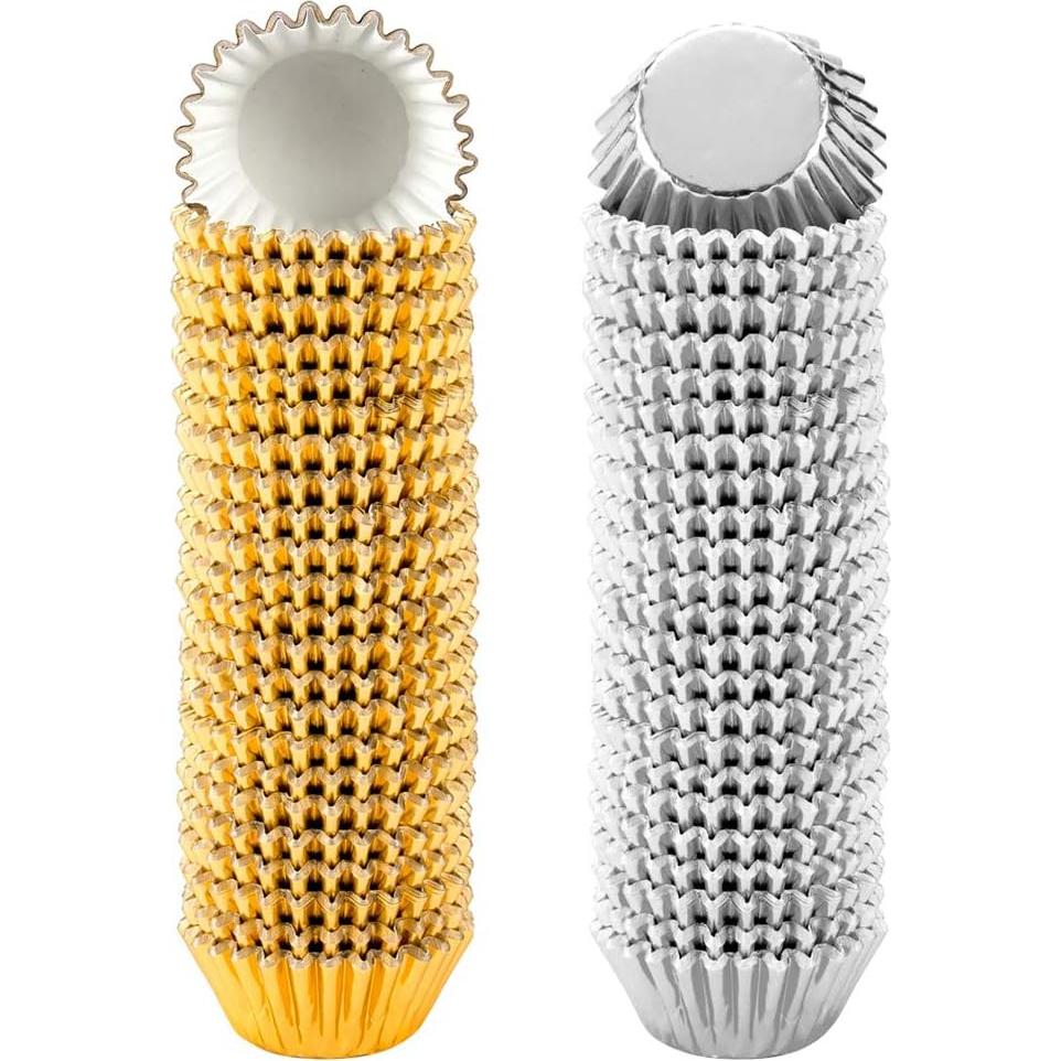 1000 Mini Copas para Cupcake Homtable Oro y Plata 3.18 cm