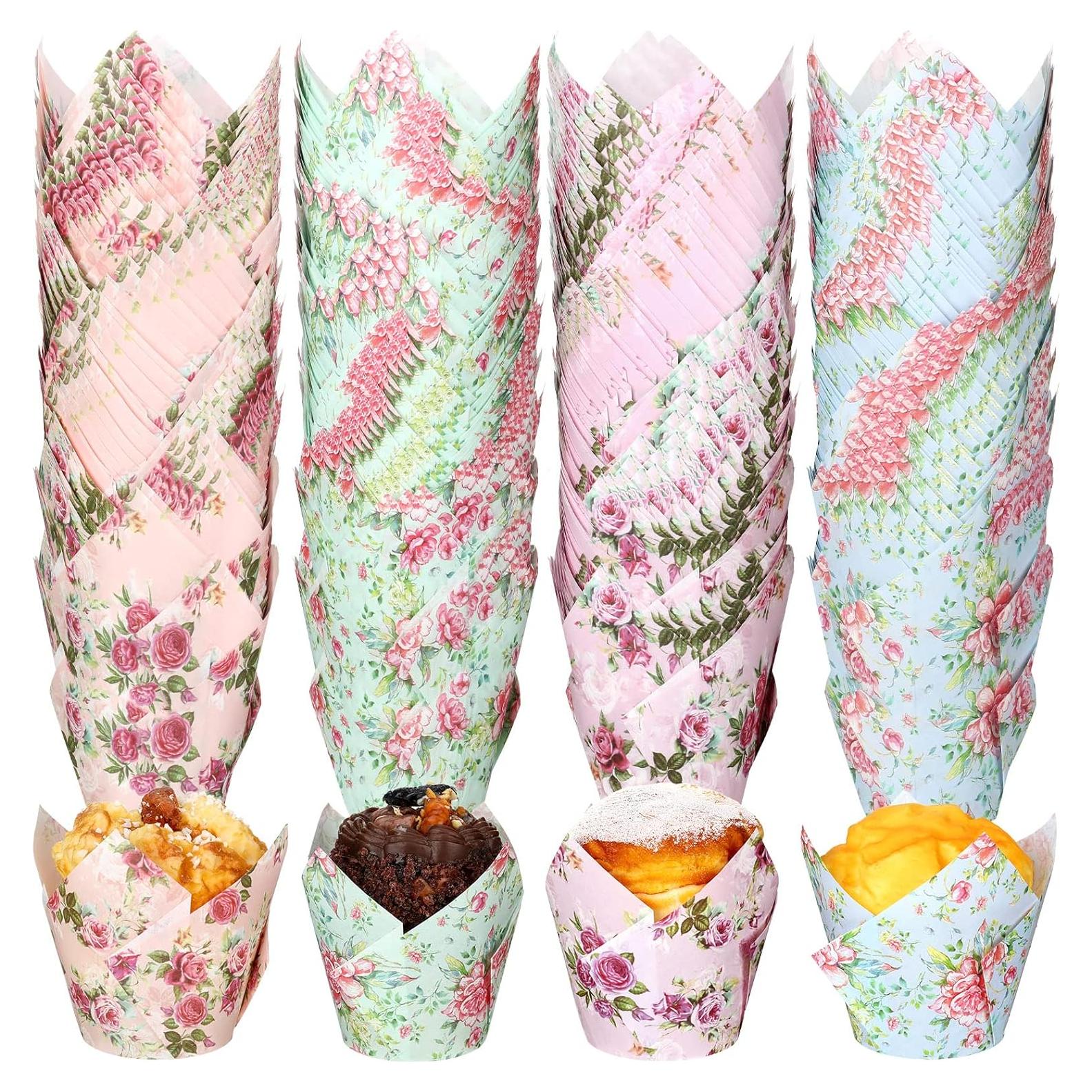 400 Moldes para Cupcakes Florales Funtery 5.08 cm Desechables