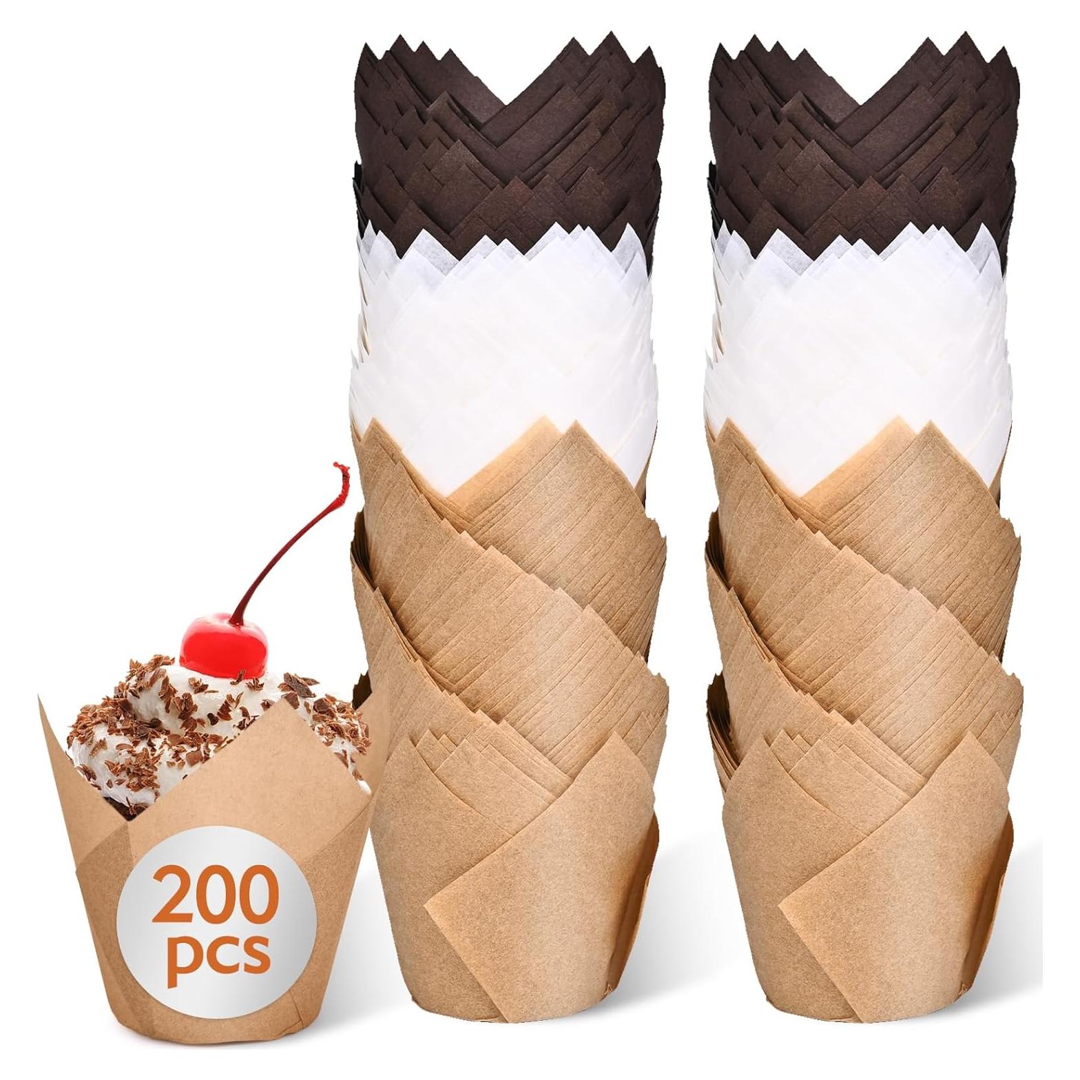 200 Forros de Cupcake Tulipanes Kovpnor - Resistentes a Grasa