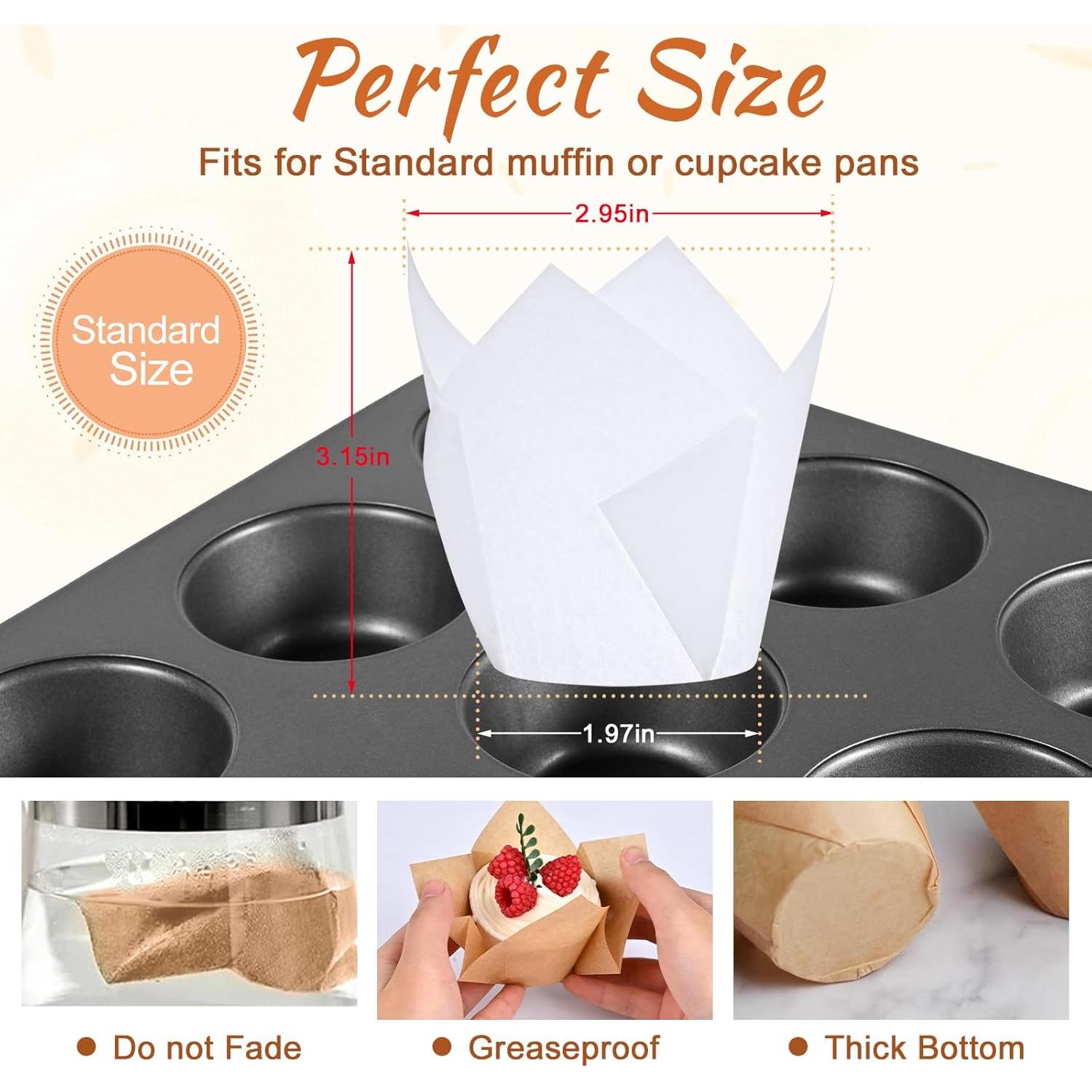 200 Forros de Cupcake Tulipanes Kovpnor - Resistentes a Grasa