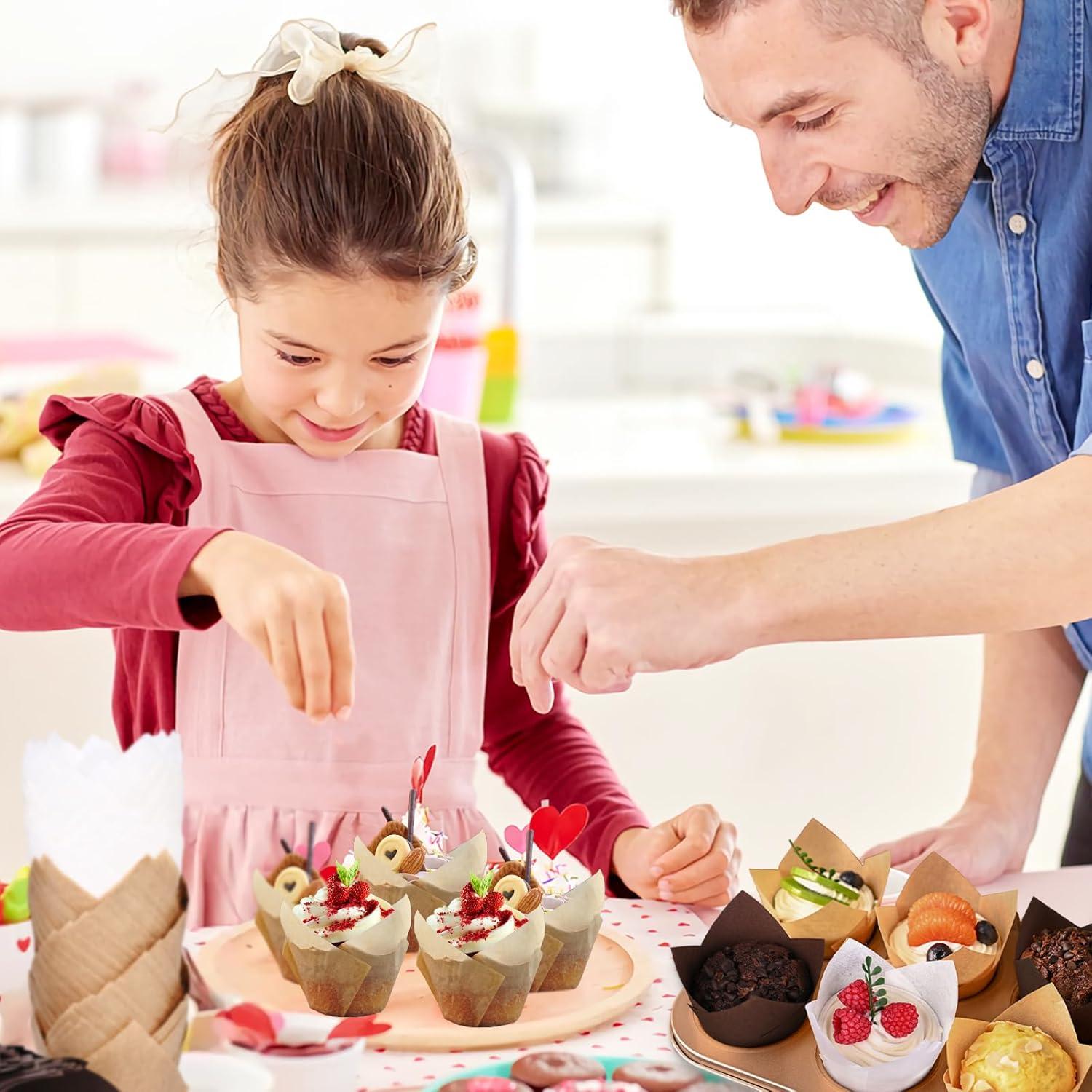 200 Forros de Cupcake Tulipanes Kovpnor - Resistentes a Grasa