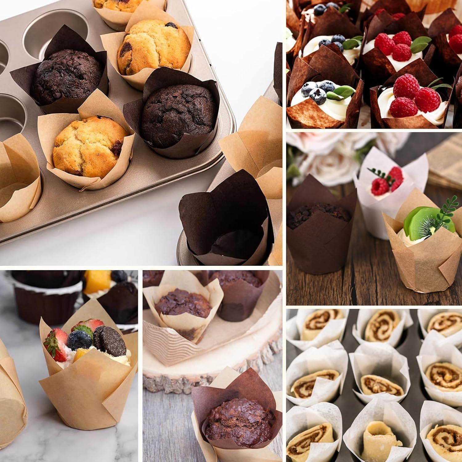 200 Forros de Cupcake Tulipanes Kovpnor - Resistentes a Grasa