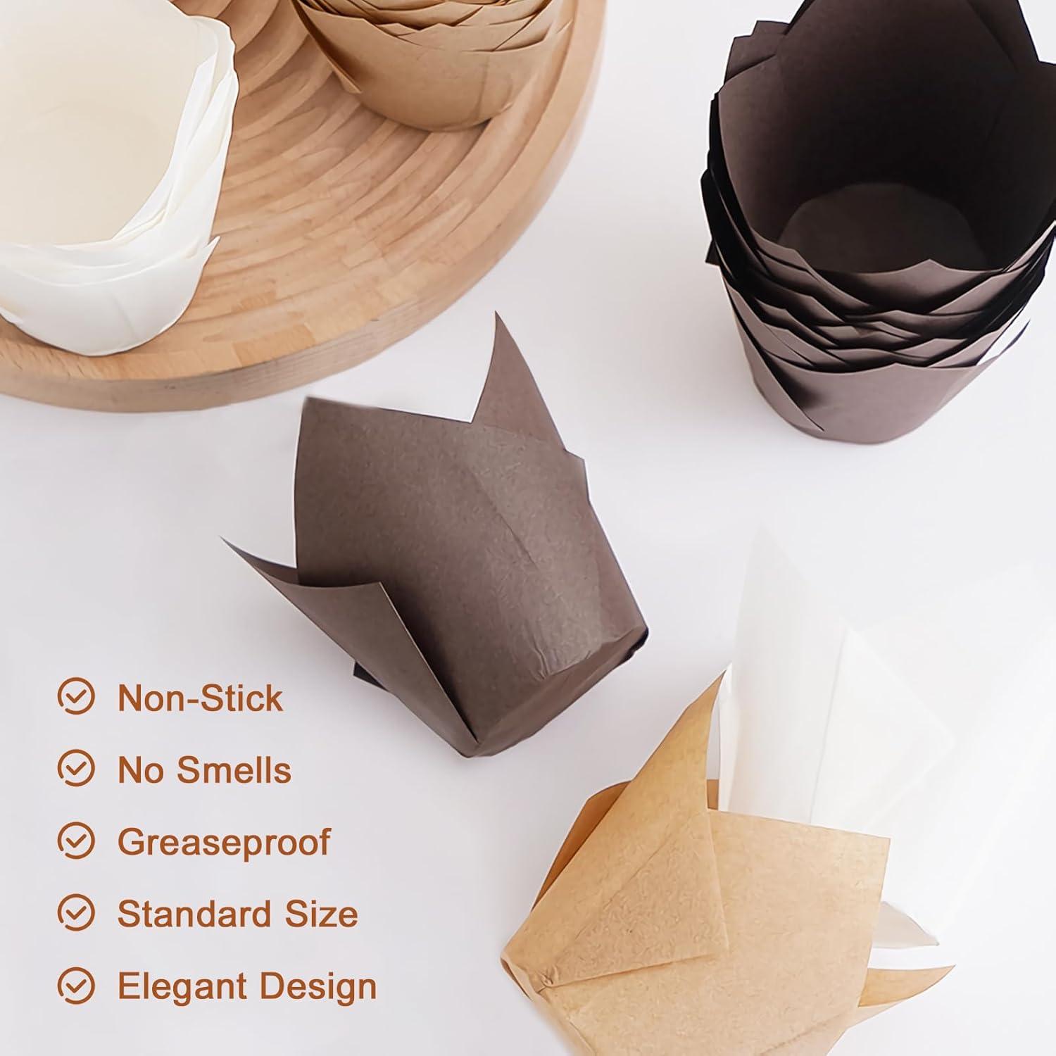 200 Forros de Cupcake Tulipanes Kovpnor - Resistentes a Grasa