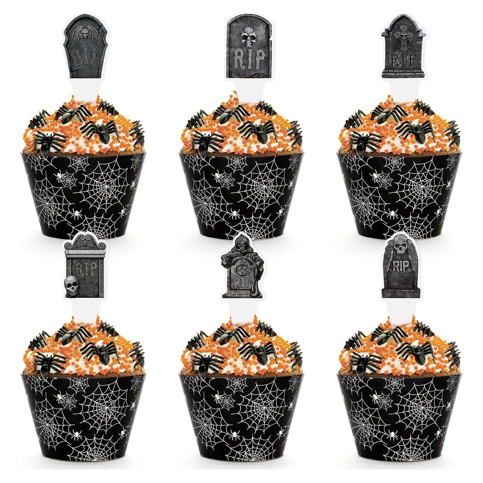 Decoraciones para Cupcakes Halloween Hooqict 48 Piezas