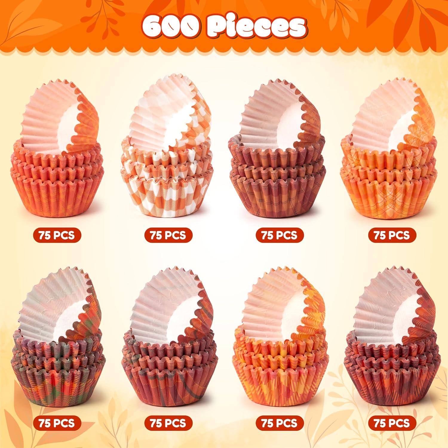 Forros de Cupcake COcnny Mini Otoño 600pcs Papel Desechable