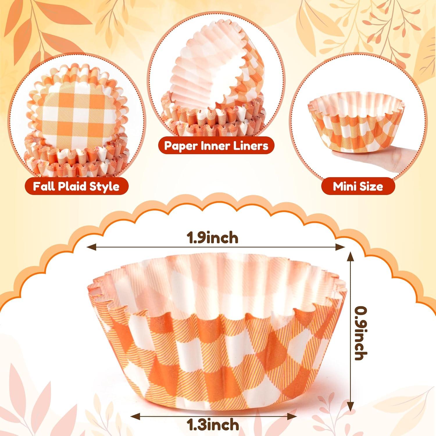 Forros de Cupcake COcnny Mini Otoño 600pcs Papel Desechable