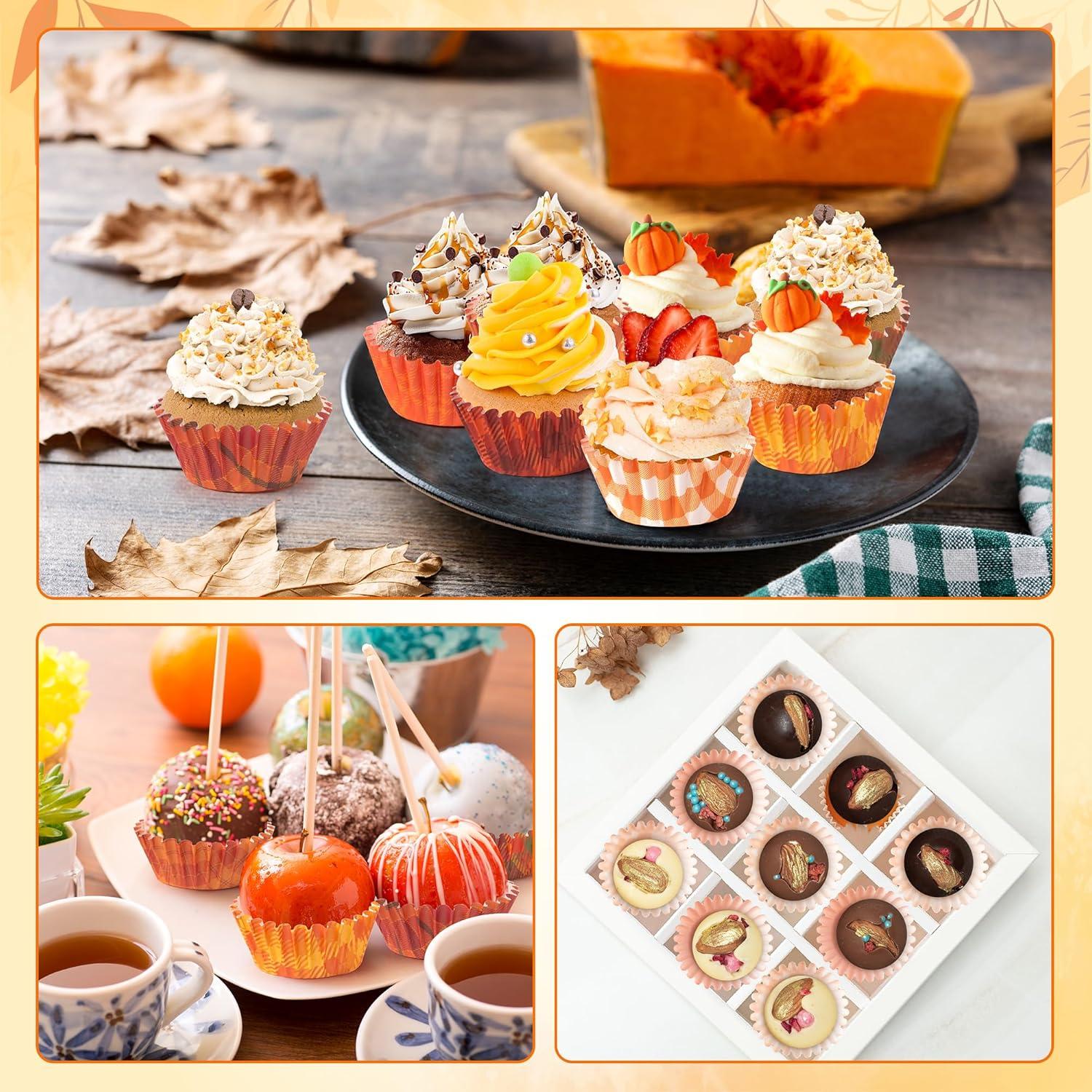 Forros de Cupcake COcnny Mini Otoño 600pcs Papel Desechable