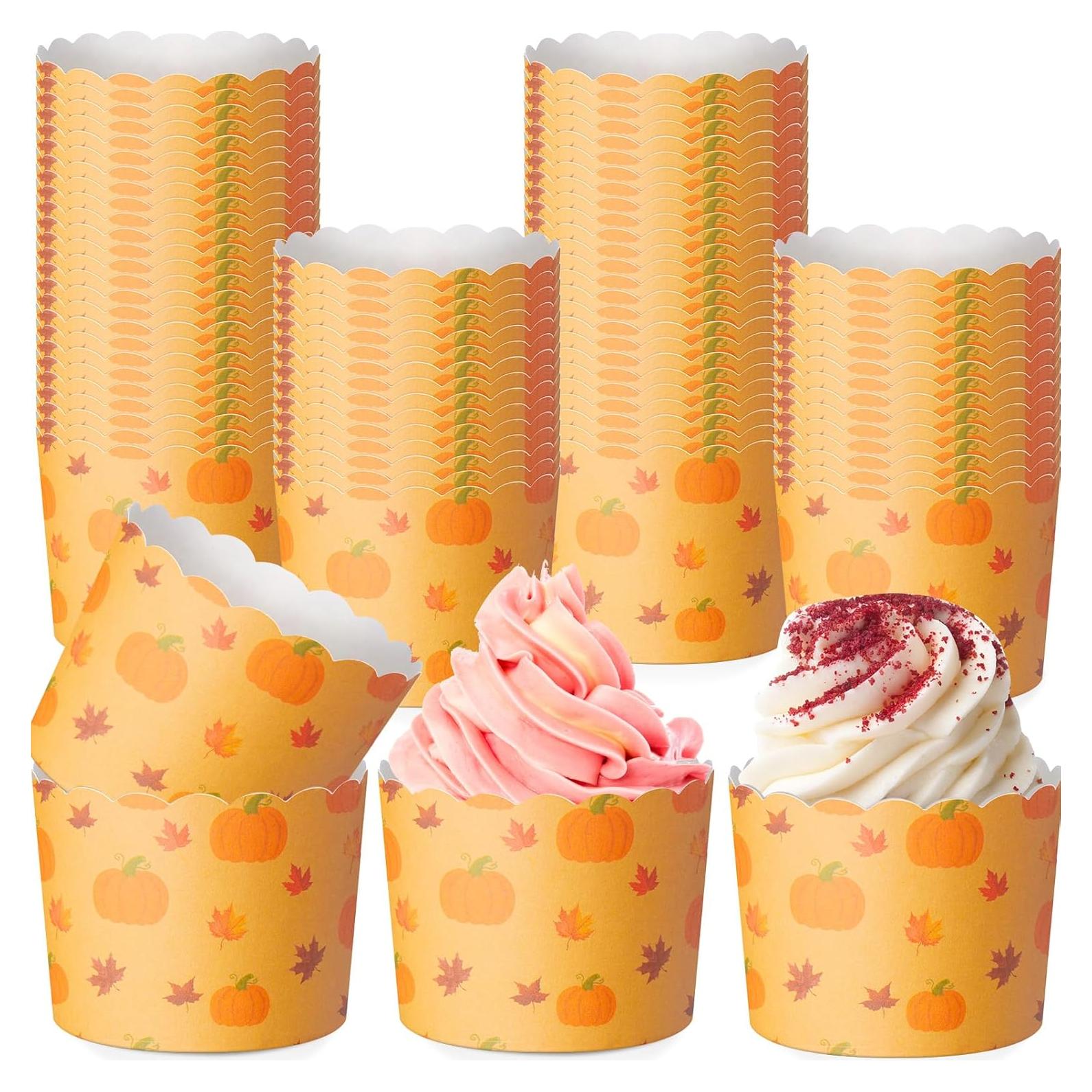 100 Tazas de Papel para Cupcakes Funnymoom Otoño Calabaza