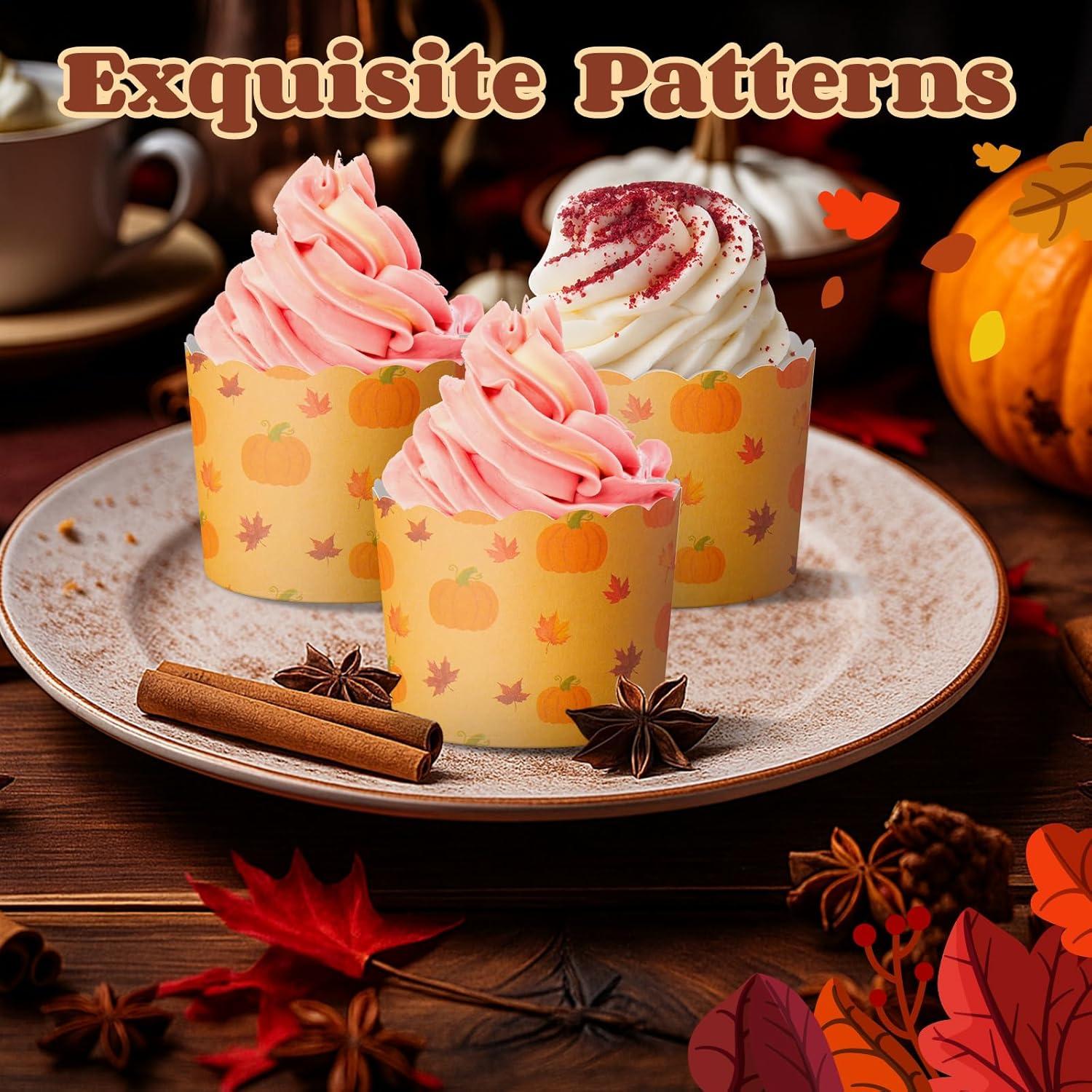 100 Tazas de Papel para Cupcakes Funnymoom Otoño Calabaza