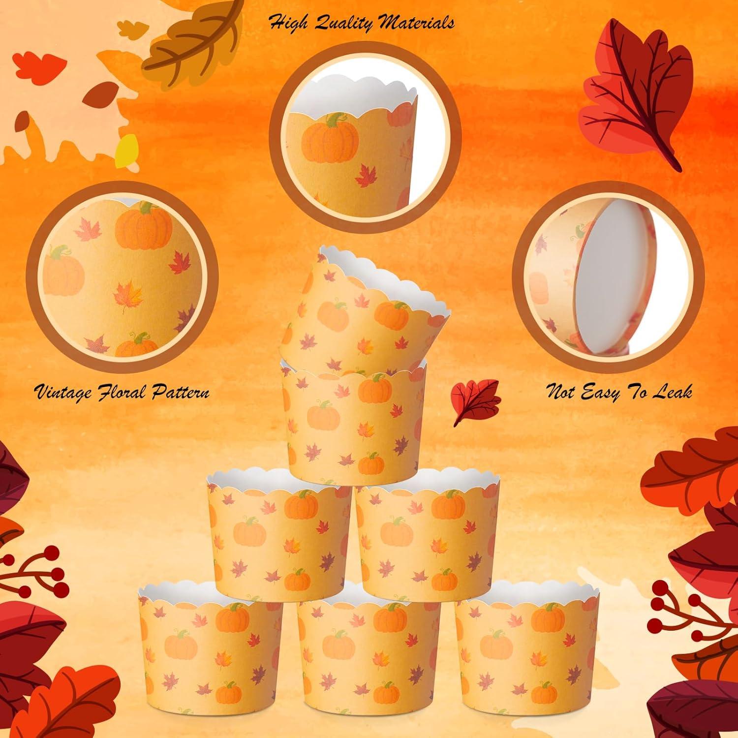 100 Tazas de Papel para Cupcakes Funnymoom Otoño Calabaza