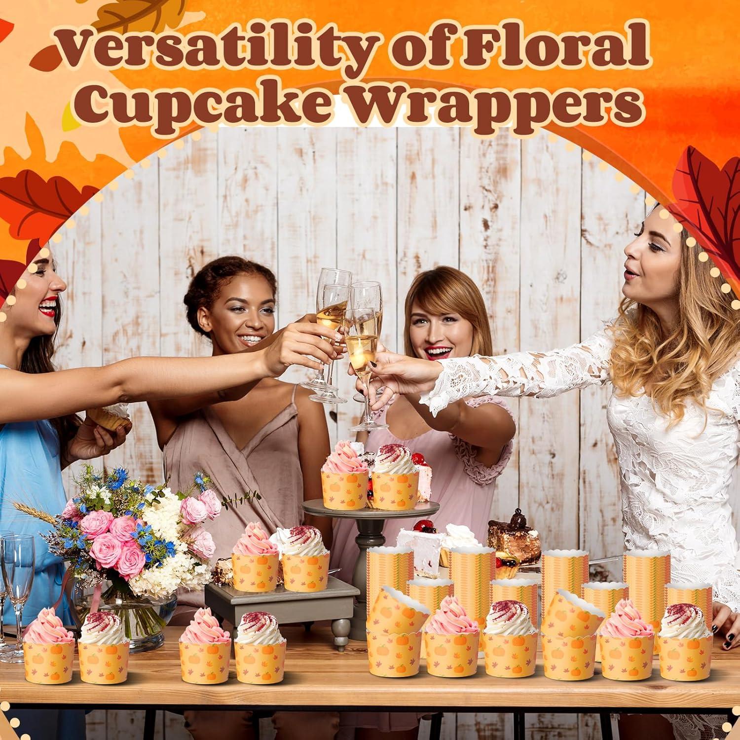 100 Tazas de Papel para Cupcakes Funnymoom Otoño Calabaza