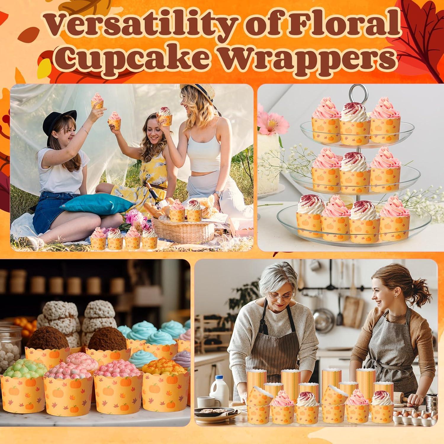 100 Tazas de Papel para Cupcakes Funnymoom Otoño Calabaza