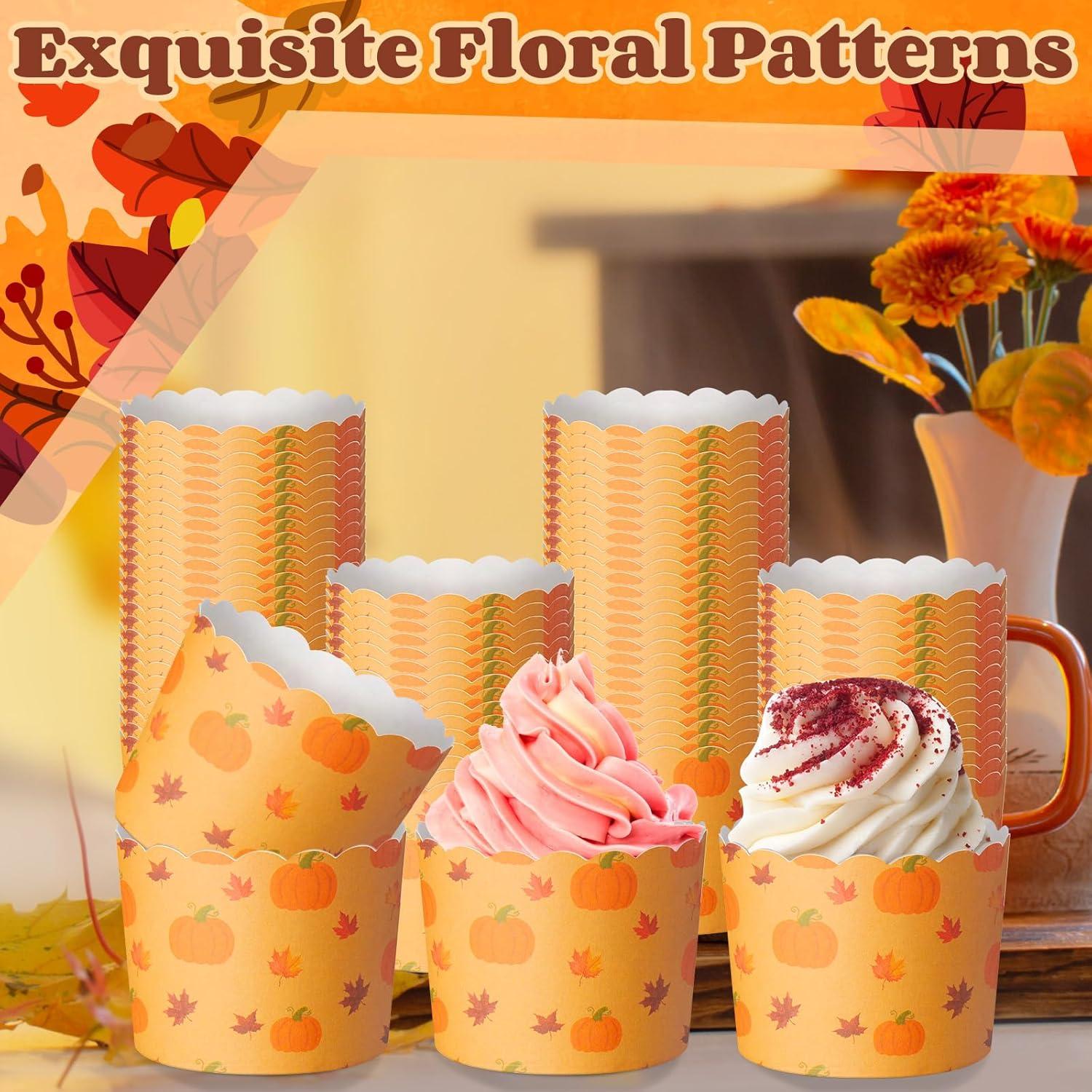 100 Tazas de Papel para Cupcakes Funnymoom Otoño Calabaza