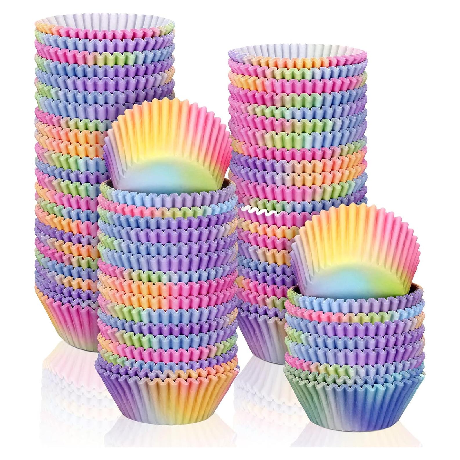 600 Forros de Cupcake Arcoíris Zonon Papel Desechable