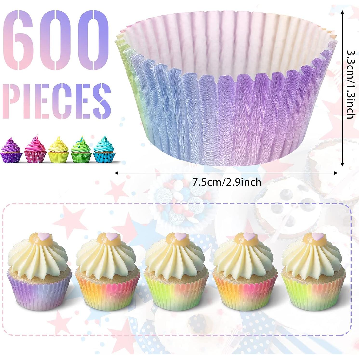 600 Forros de Cupcake Arcoíris Zonon Papel Desechable